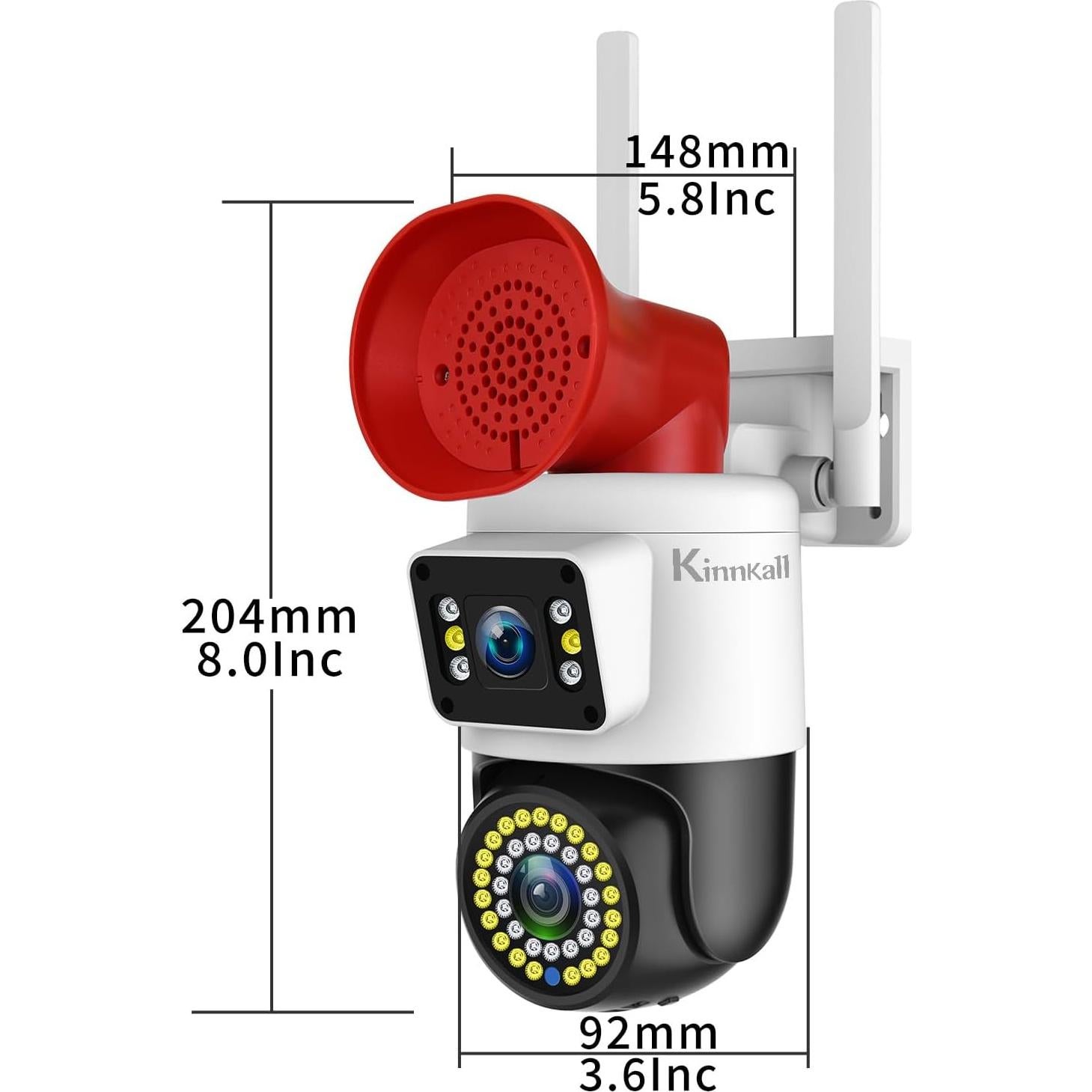 Cámara de Seguridad Exterior Kinnkall Doble Lente 4MP WiFi 2.4GHz
