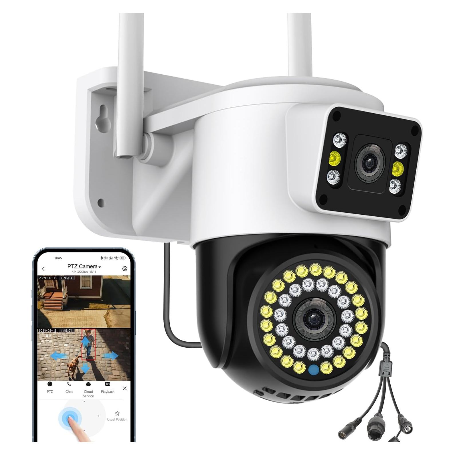 Cámara de Seguridad Exterior Kinnkall Doble Lente 4MP WiFi