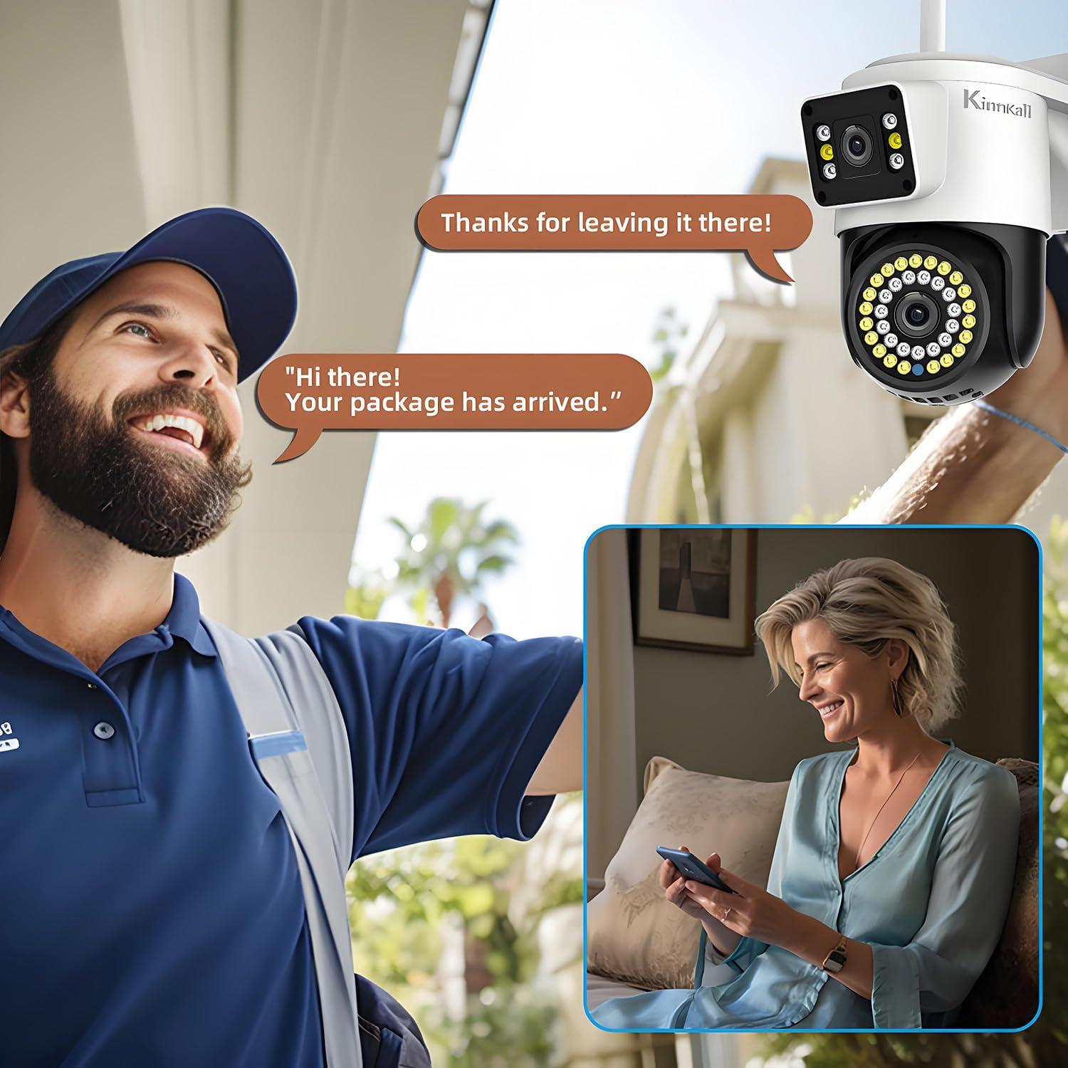 Cámara de Seguridad Exterior Kinnkall Doble Lente 4MP WiFi