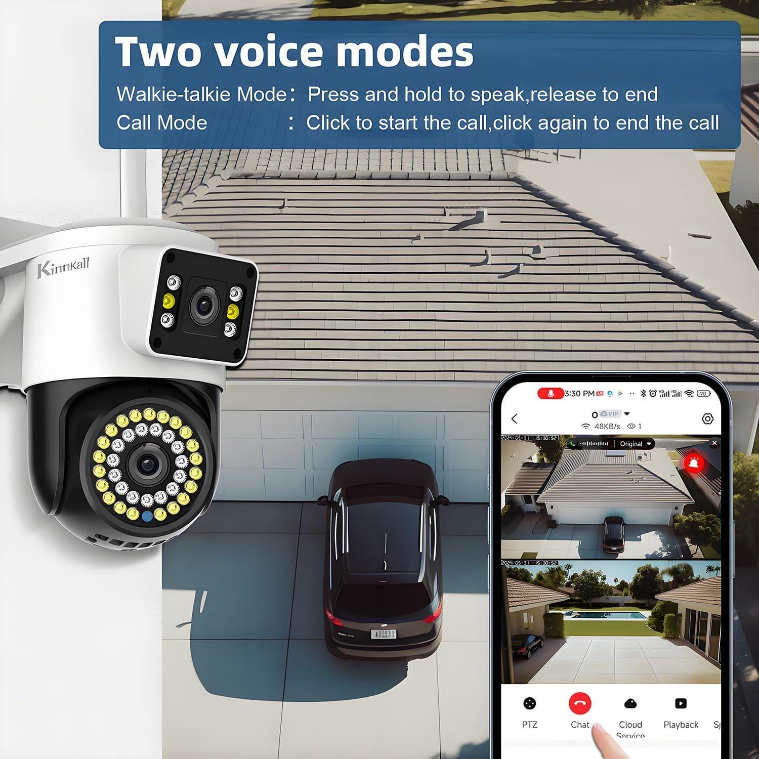 Cámara de Seguridad Exterior Kinnkall Doble Lente 4MP WiFi