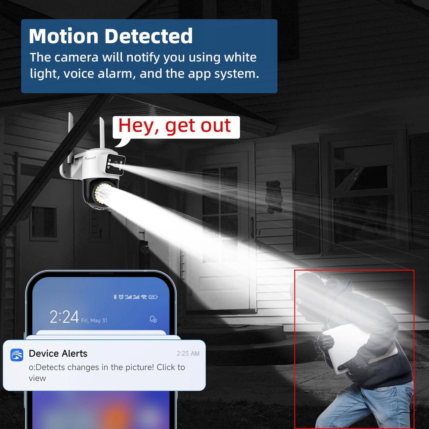 Cámara de Seguridad Exterior Kinnkall Doble Lente 4MP WiFi