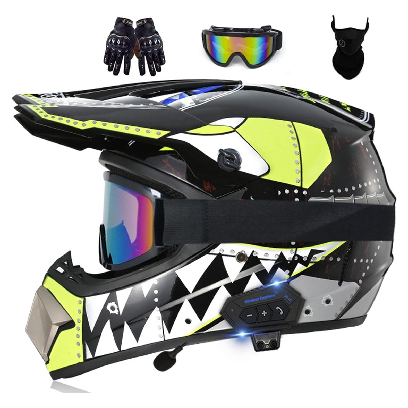 Casco de Motocross HCYPUNK Transparente Carbono Bluetooth