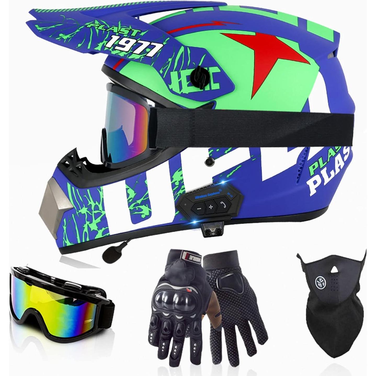 Casco de Motocross HCYPUNK Transparente Carbono Bluetooth