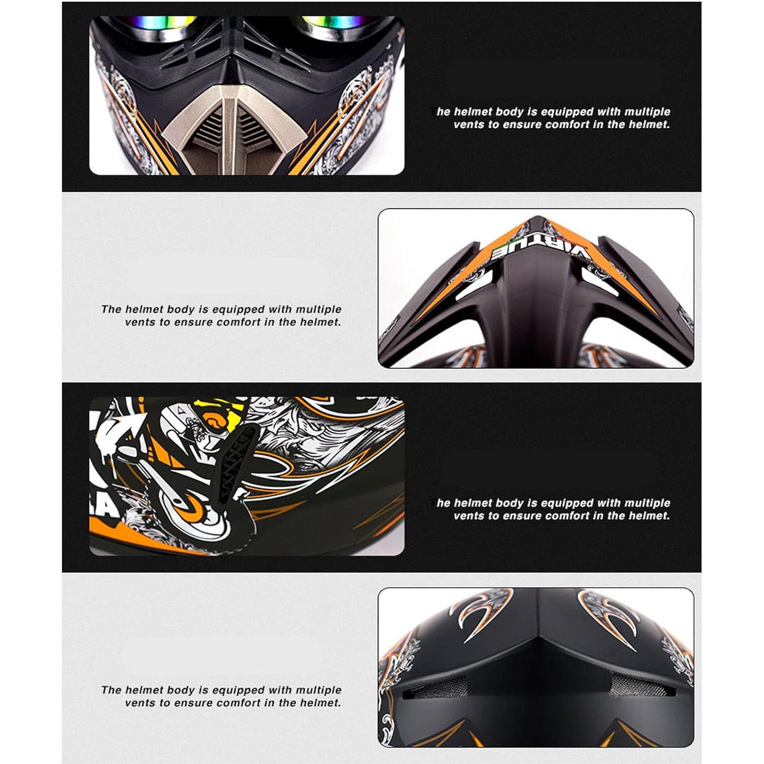 Casco de Motocross HCYPUNK Transparente Carbono Bluetooth