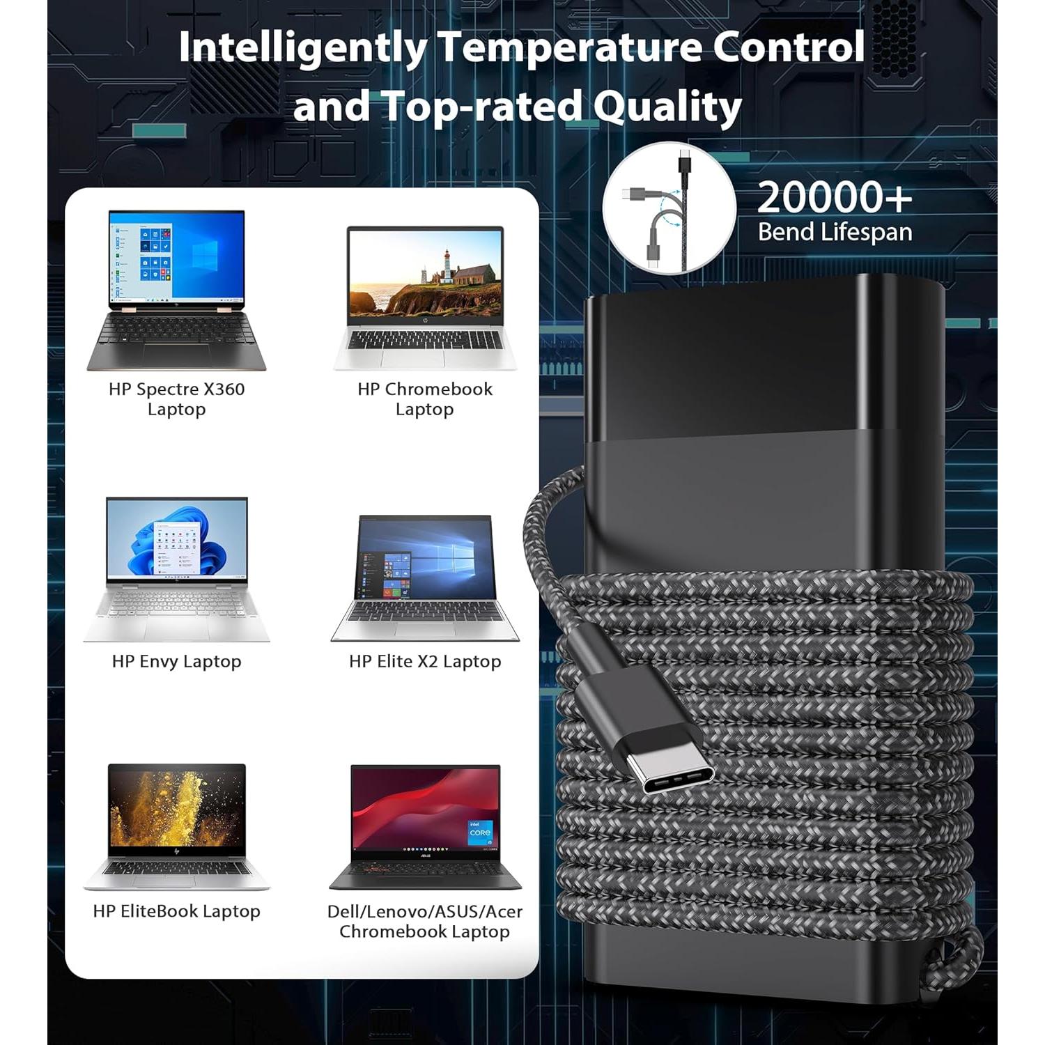 Cargador USB C 65W para Laptop HP - Carga Rápida