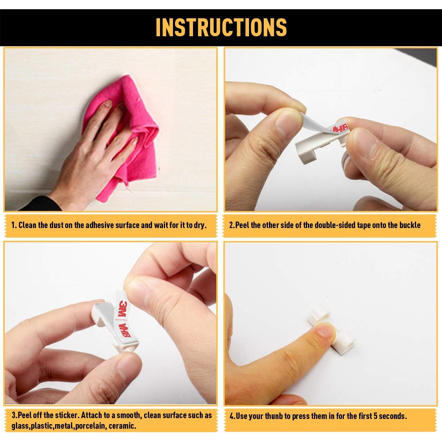 Clips para Cables XIAOXI 40 Piezas Adhesivos Blanco