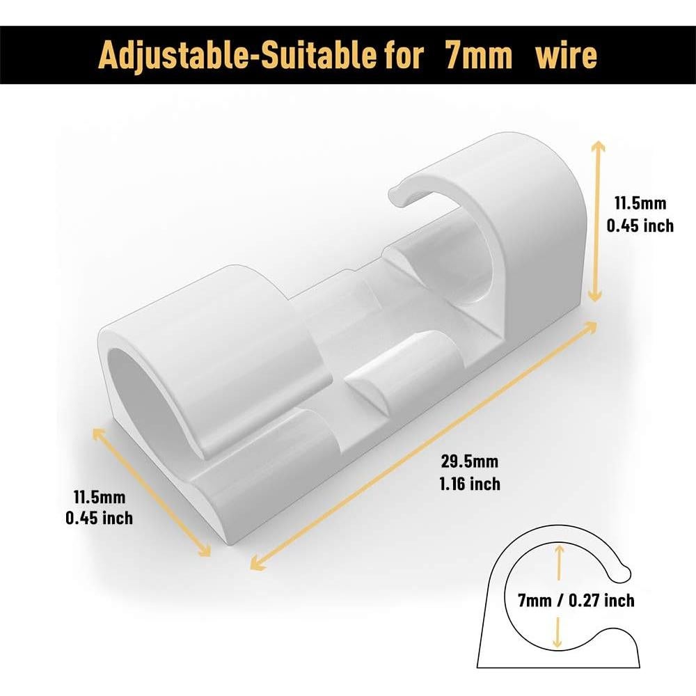 Clips para Cables XIAOXI 40 Piezas Adhesivos Blanco