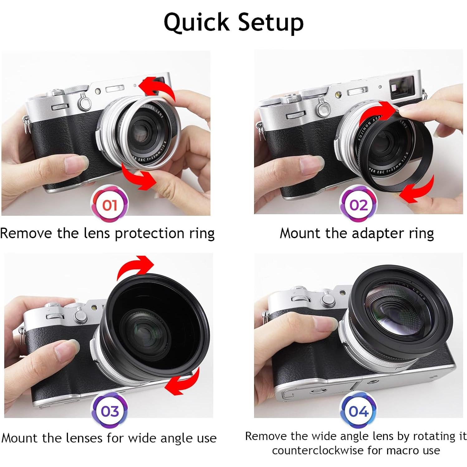 Lente de Conversión Gran Angular y Macro FotoZ 49mm para Fujifilm X100V/X100VI