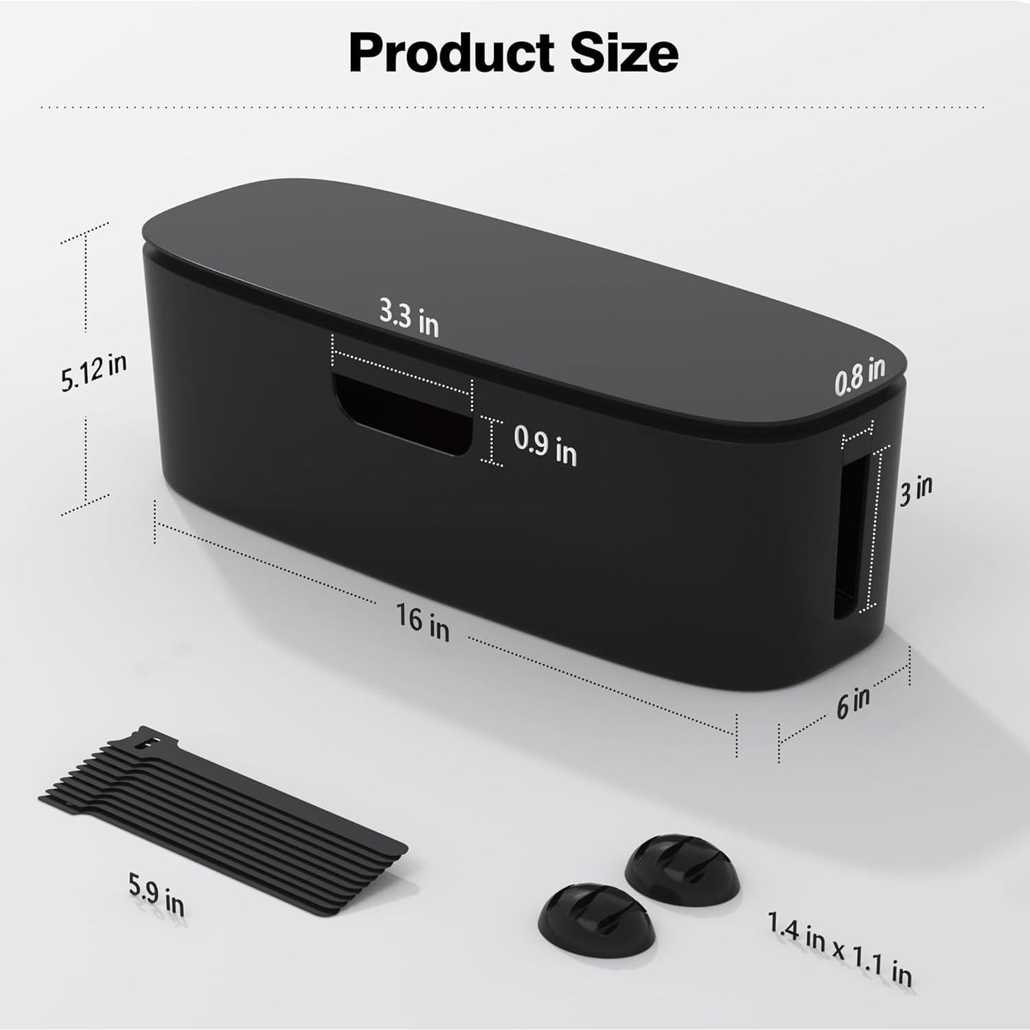 Caja Organizadora de Cables Chouky - Negra 41.5x15.6 cm