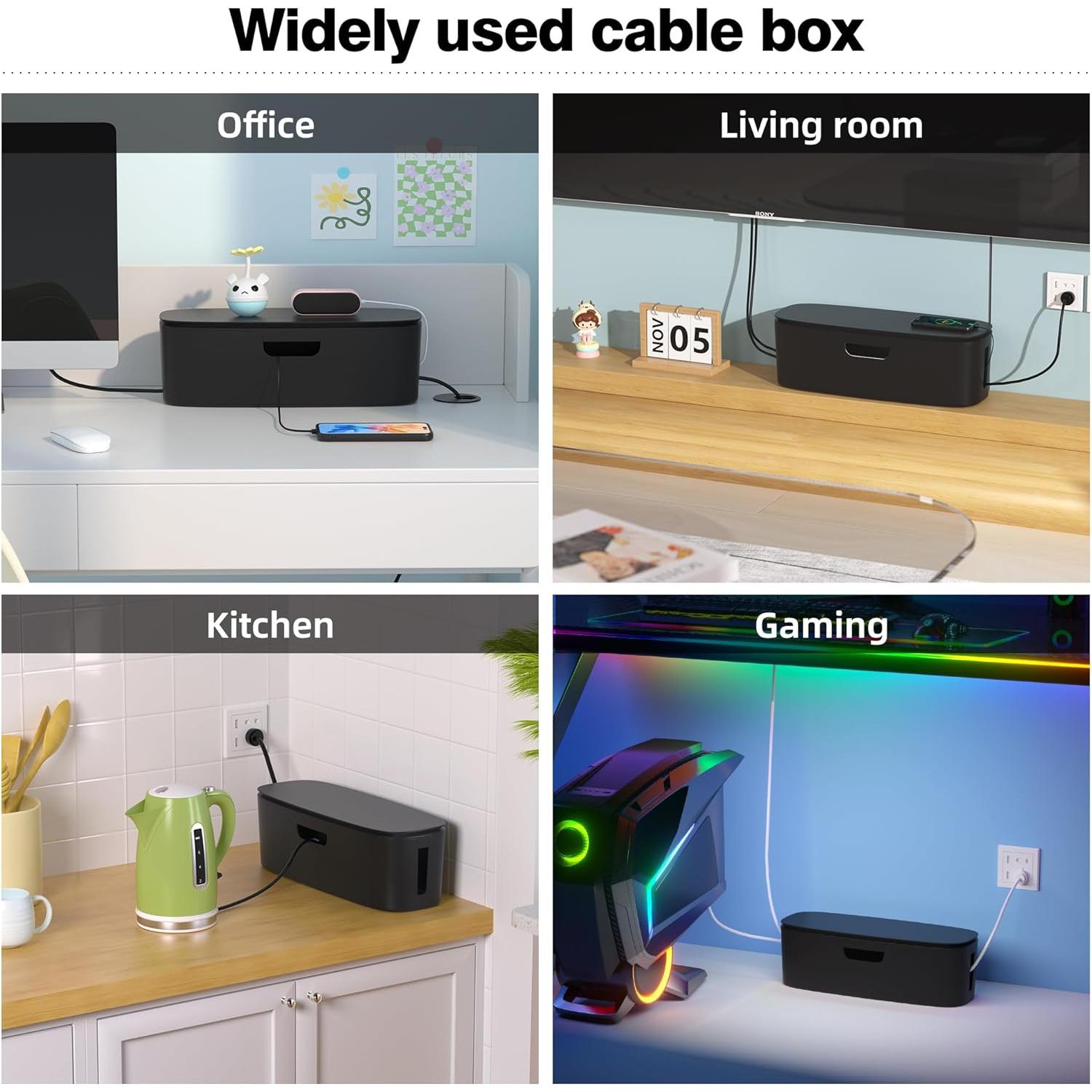 Caja Organizadora de Cables Chouky - Negra 41.5x15.6 cm