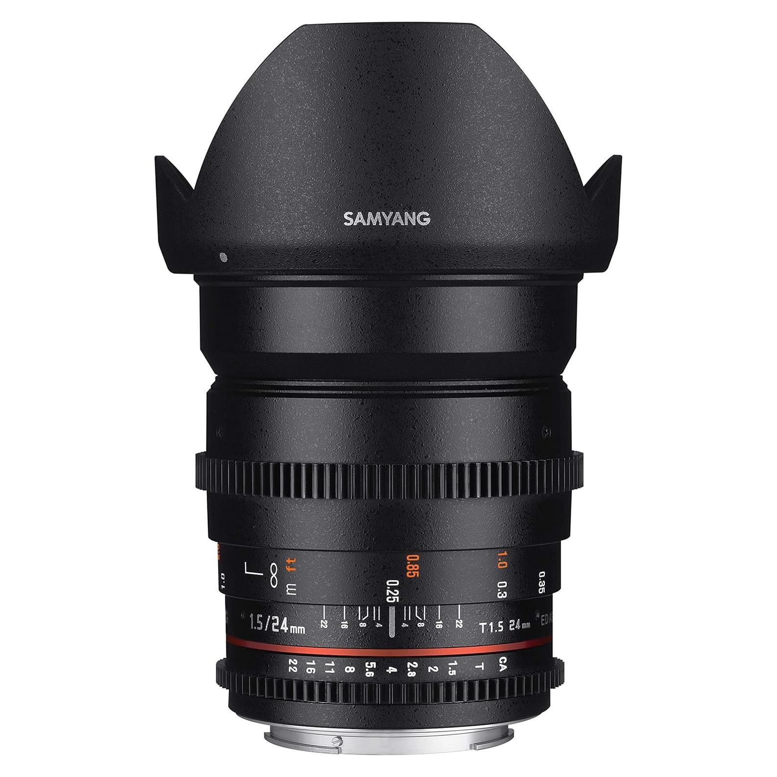 Lente Cine Gran Angular Samyang 24mm T1.5 para Sony NEX