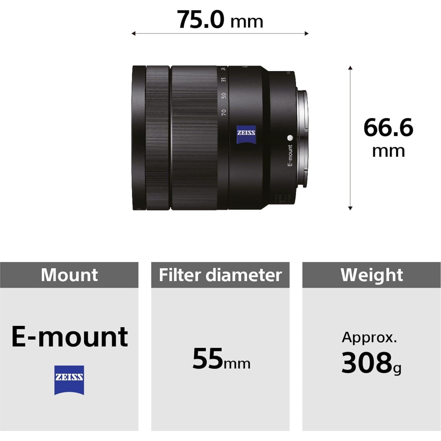Lente Zoom Sony SEL1670Z 16-70 mm F4 Zeiss APS-C