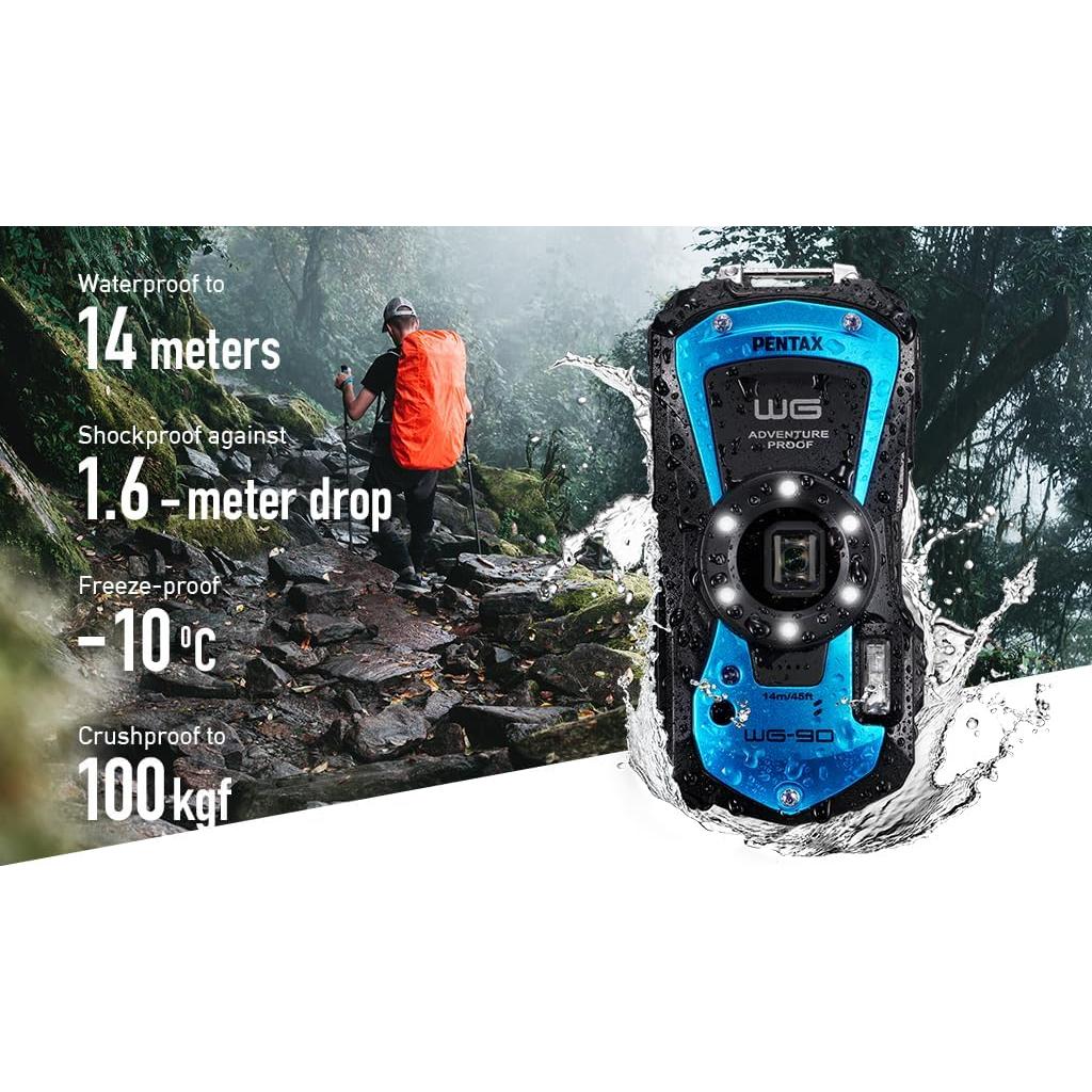 Cámara PENTAX WG-90 Negra a Prueba de Agua y Golpes