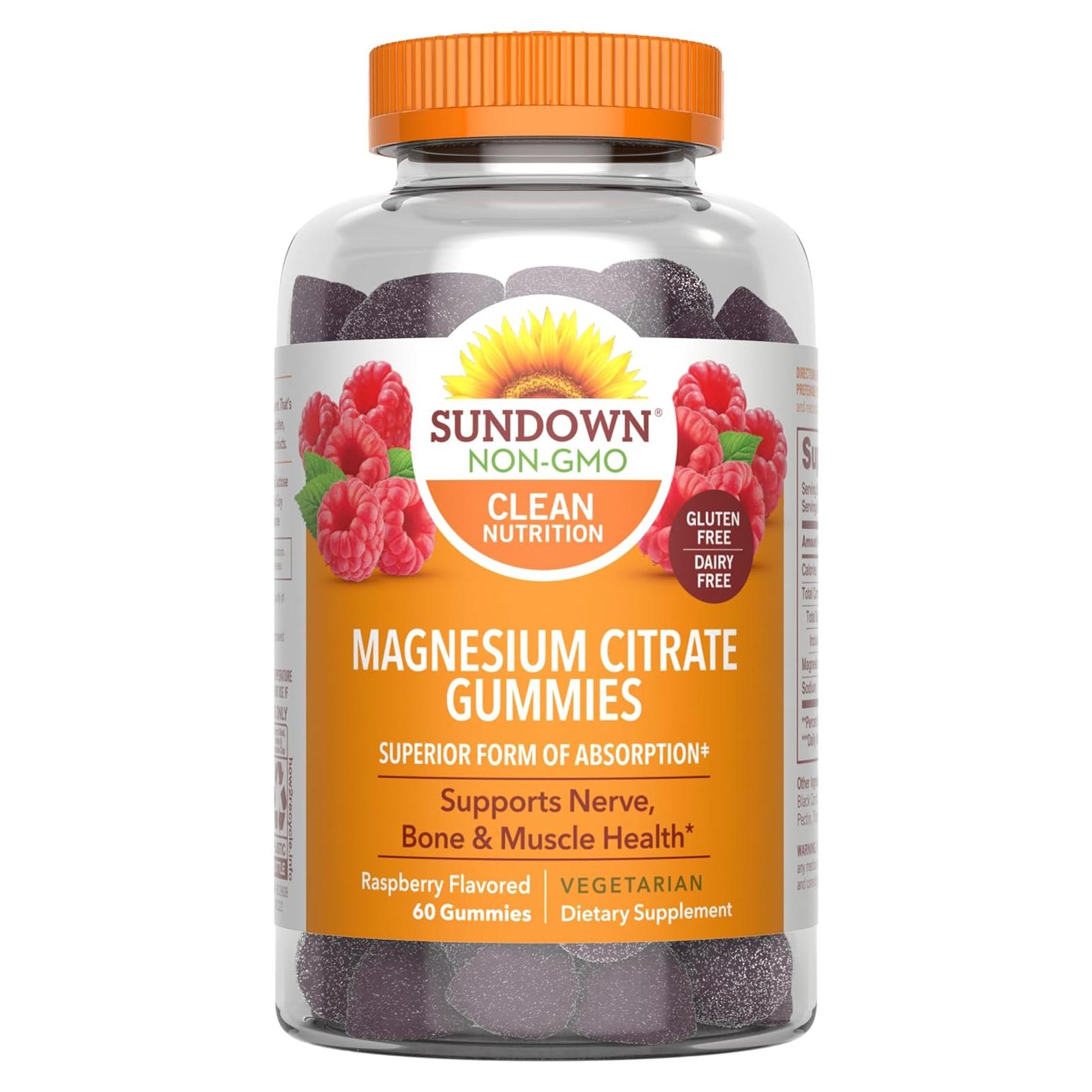 Gomitas de Citrato de Magnesio Sundown 60 Unidades Sabor Frambuesa