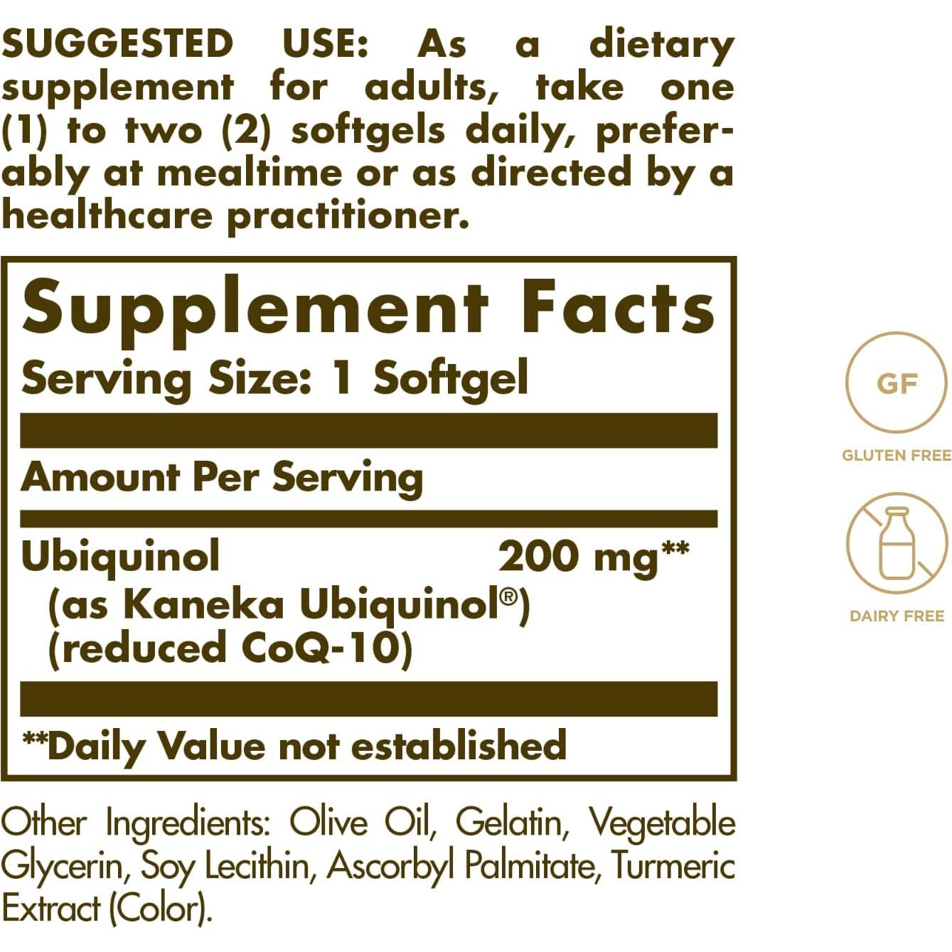 Solgar Ubiquinol 200 mg CoQ-10 reducido 30 gelatinas blandas