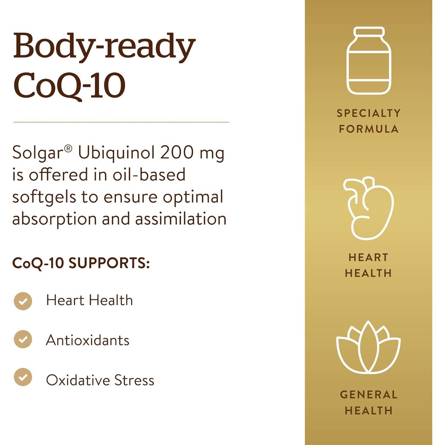 Solgar Ubiquinol 200 mg CoQ-10 reducido 30 gelatinas blandas