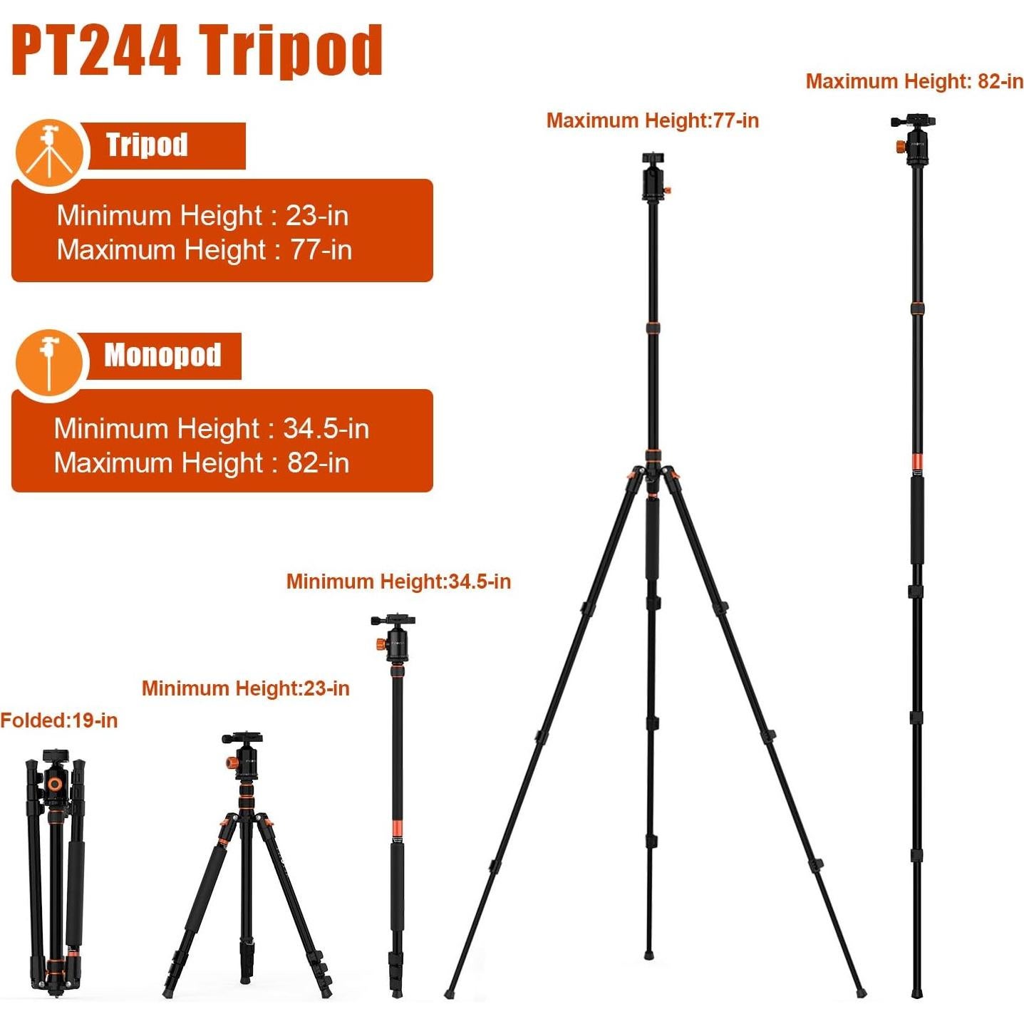 Trípode Profesional PHOPIK PT244 para Cámara DSLR 1.70kg