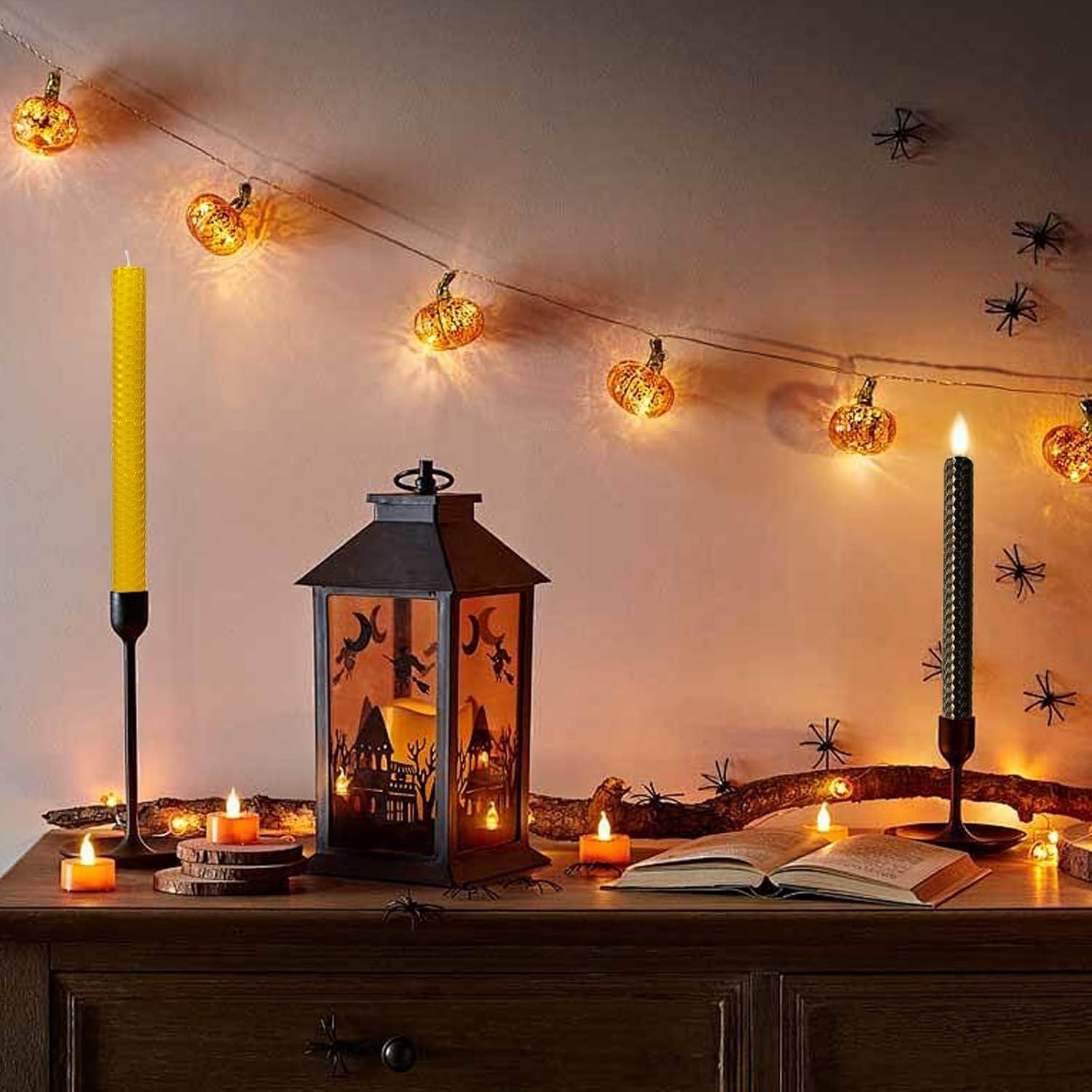 Juego de Velas de Cera de Abeja Lacaser Amarillo 2 Piezas 22.86 cm