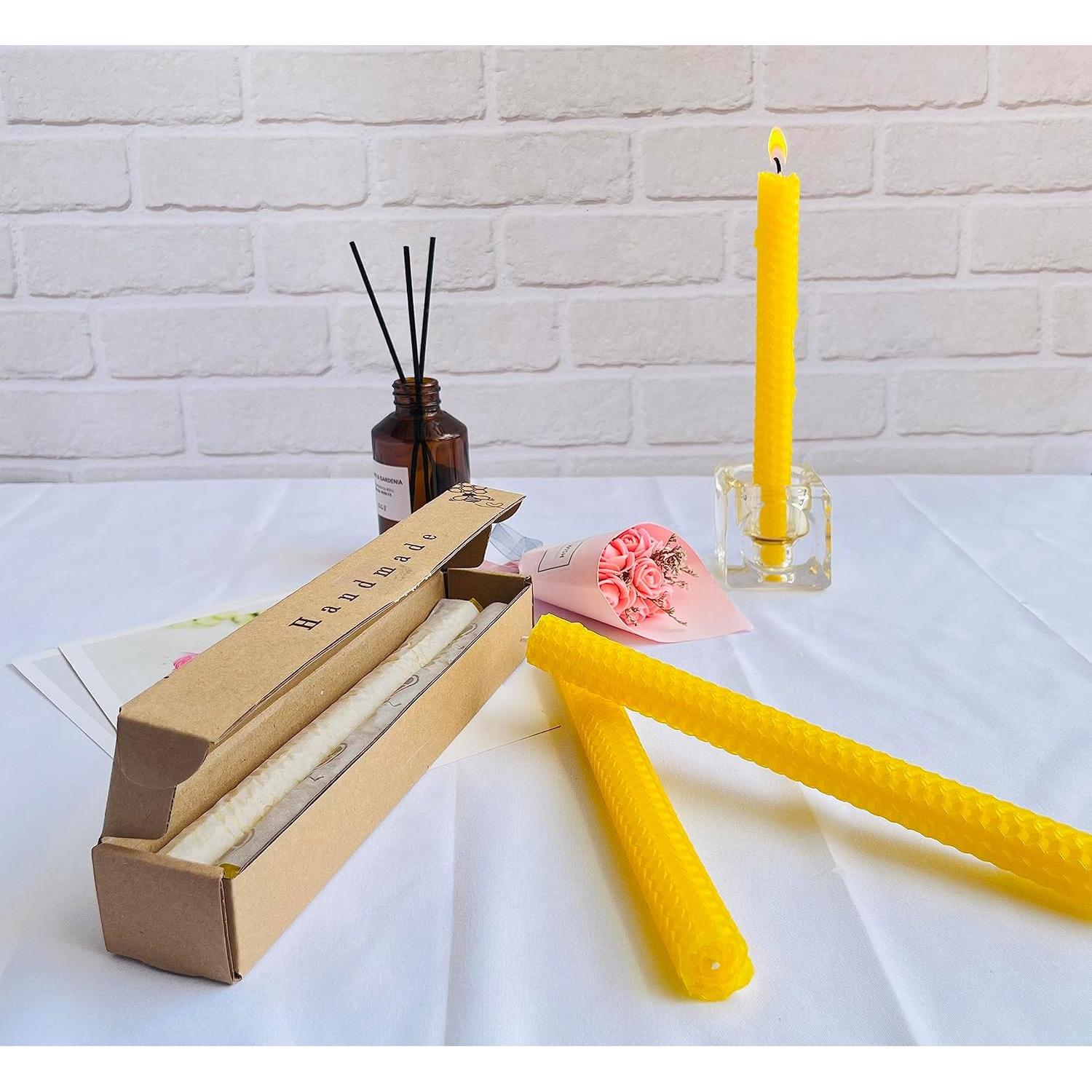 Juego de Velas de Cera de Abeja Lacaser Amarillo 2 Piezas 22.86 cm