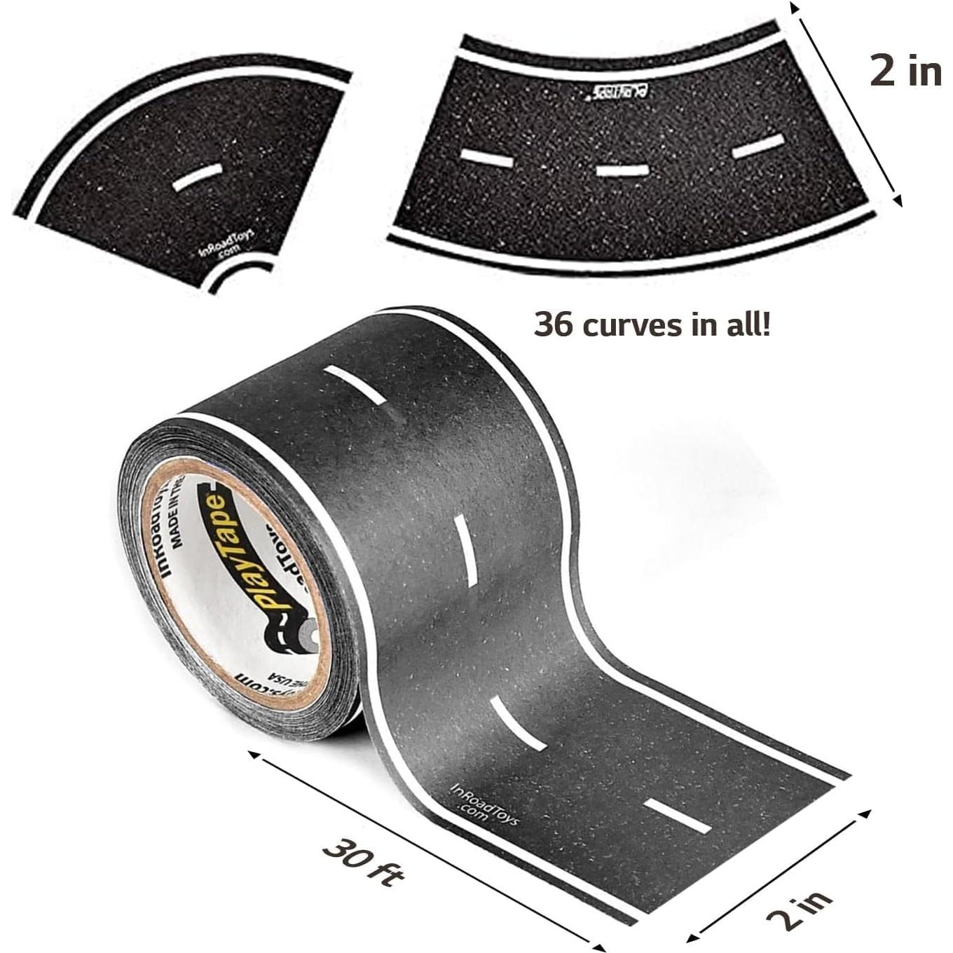 PlayTape Cinta de Carretera Asfalto 30 pies + 36 Curvas
