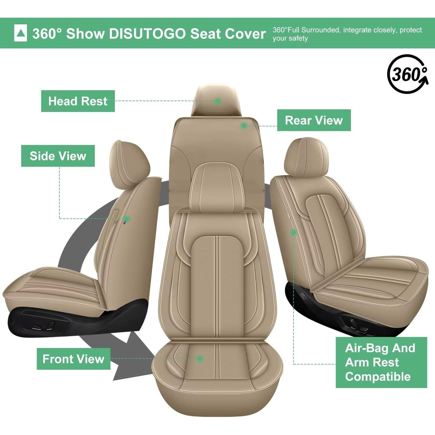 2 Fundas de Asiento Delantero DISUTOGO para Honda Civic 2003-2026 Beige