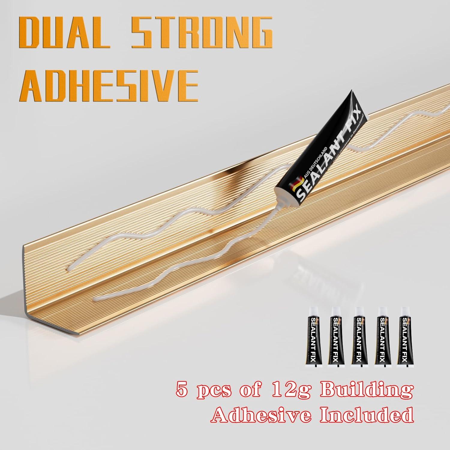 Protectores de Esquina de Aluminio Jiekayi 5 Pcs Oro 90.17 cm