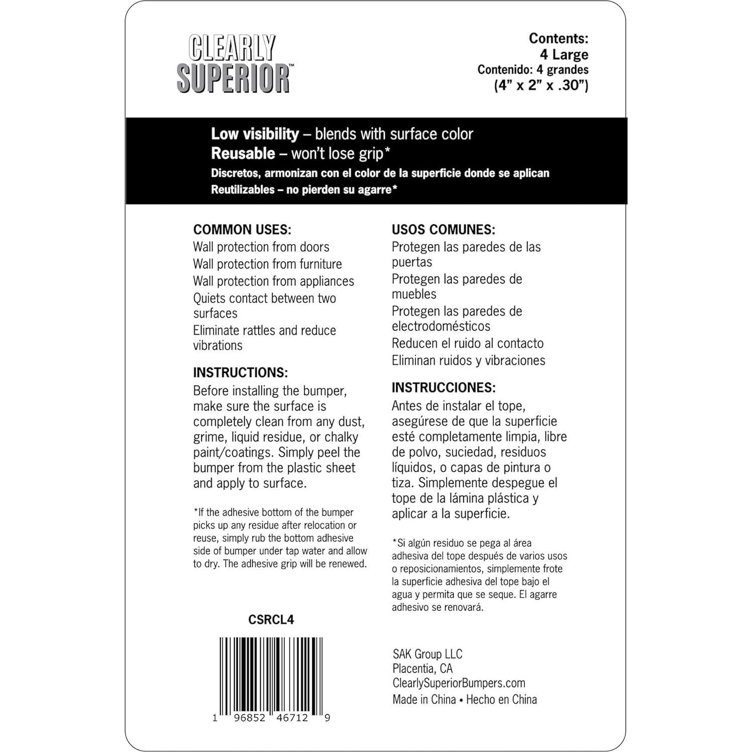 Protectores de Pared Rectangulares SAK - Paquete de 4 Unidades