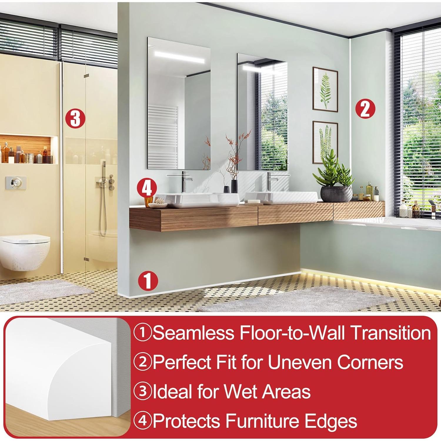 Moldura Flexible Autoadhesiva ToLanbbt 99 cm Blanca