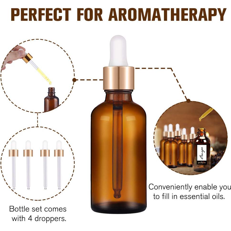 Botellas de Goteo 30 ml PrettyCare Ámbar para Aceites Esenciales