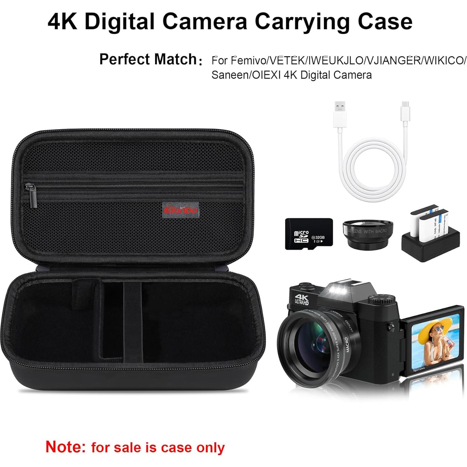 Funda de Cámara Digital 4K Elonbo con Correa - Negro