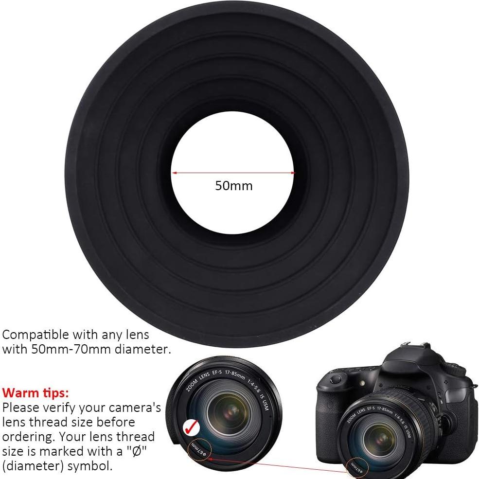 Funda de lente Easy Hood 50mm para cámaras Nikon Canon Sony