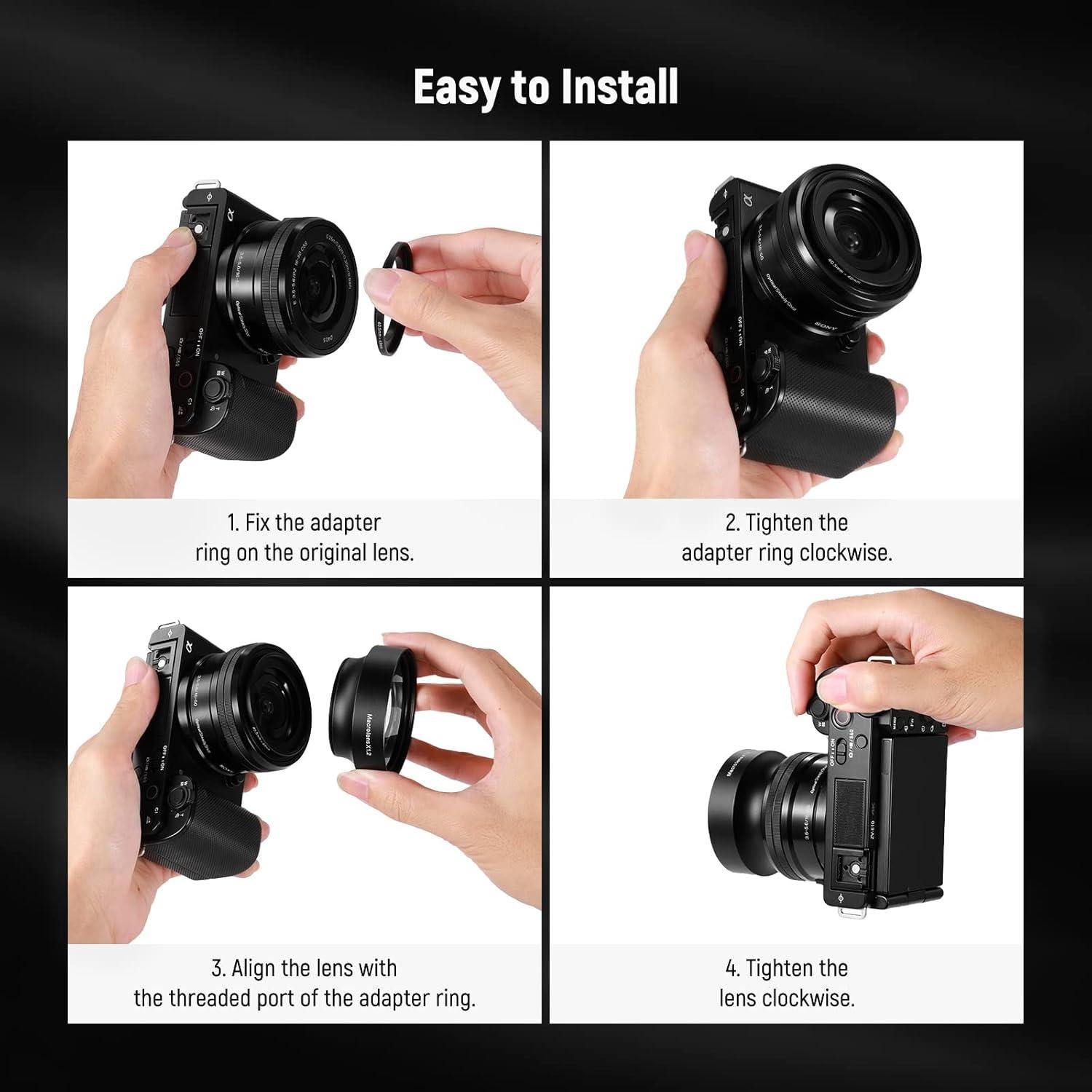 Lente Macro NEEWER 22mm con Adaptador para Cámaras Sony y Canon