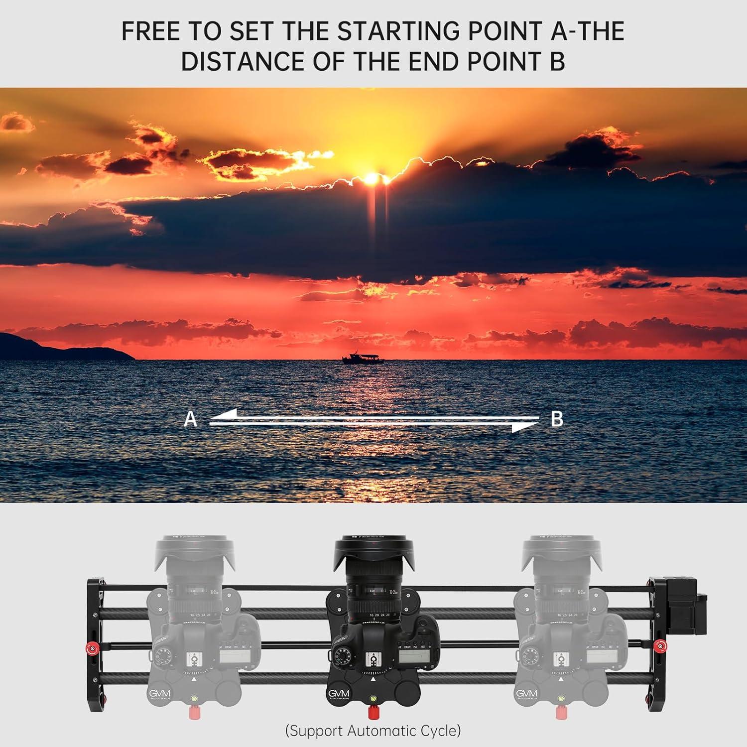 Deslizador de cámara motorizado GVM 80CM fibra de carbono