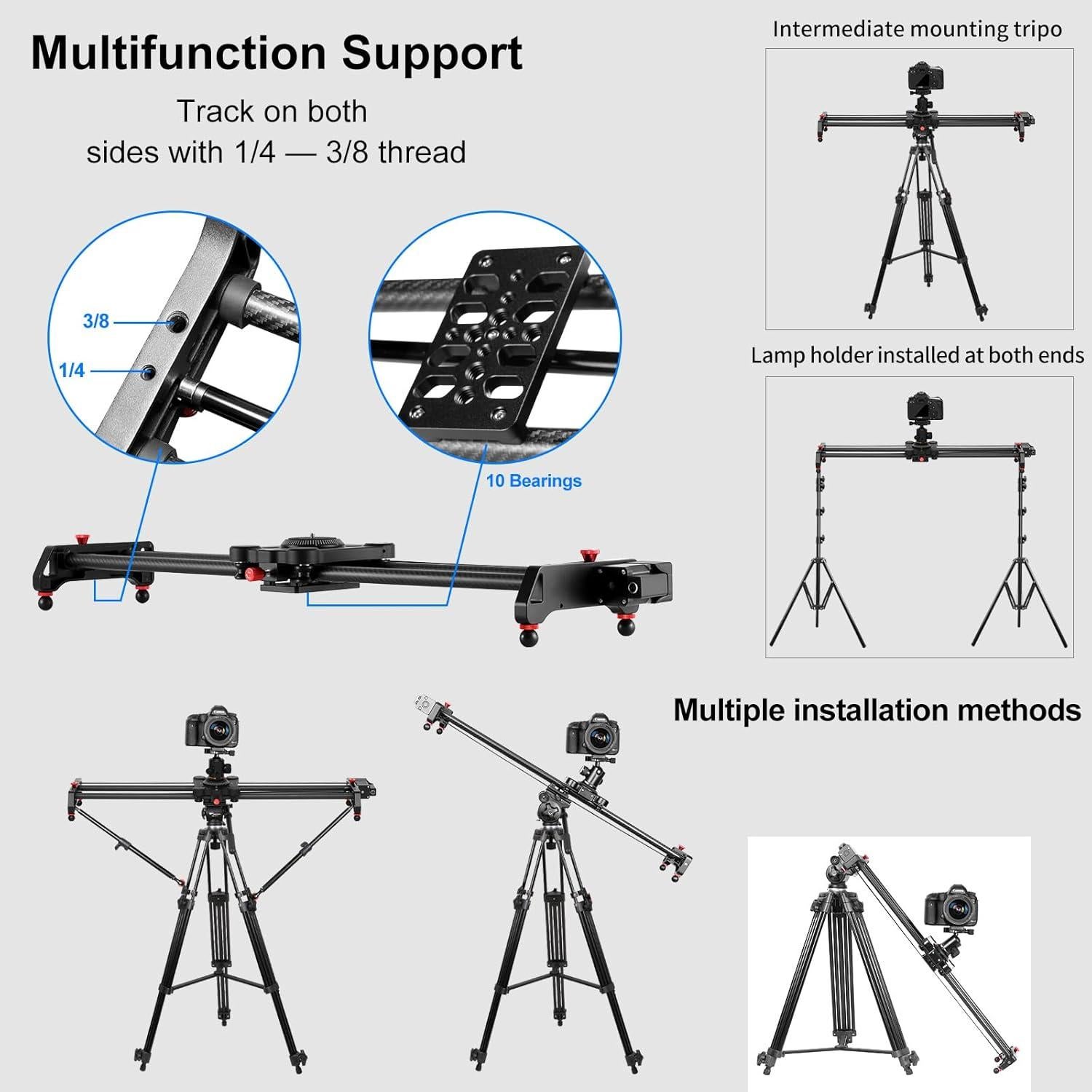 Deslizador de cámara motorizado GVM 80CM fibra de carbono