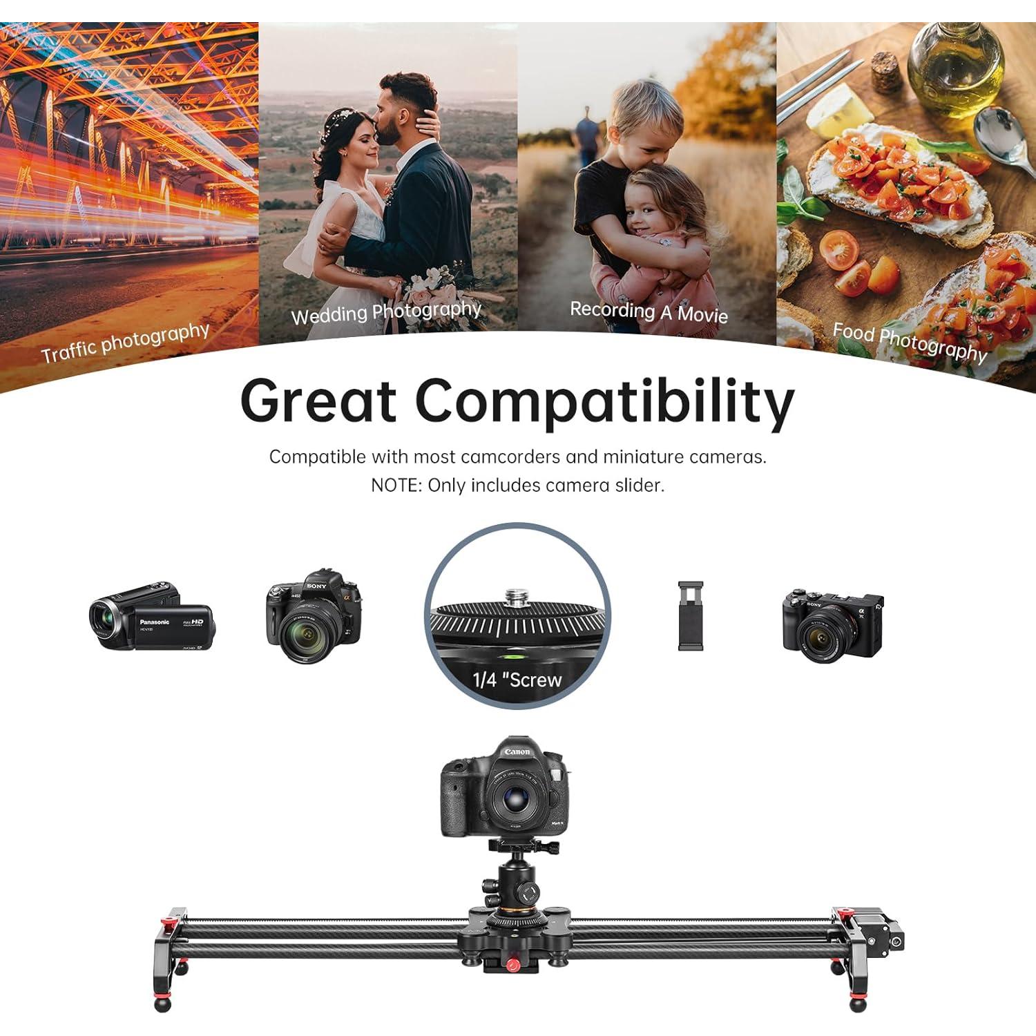 Deslizador de cámara motorizado GVM 80CM fibra de carbono