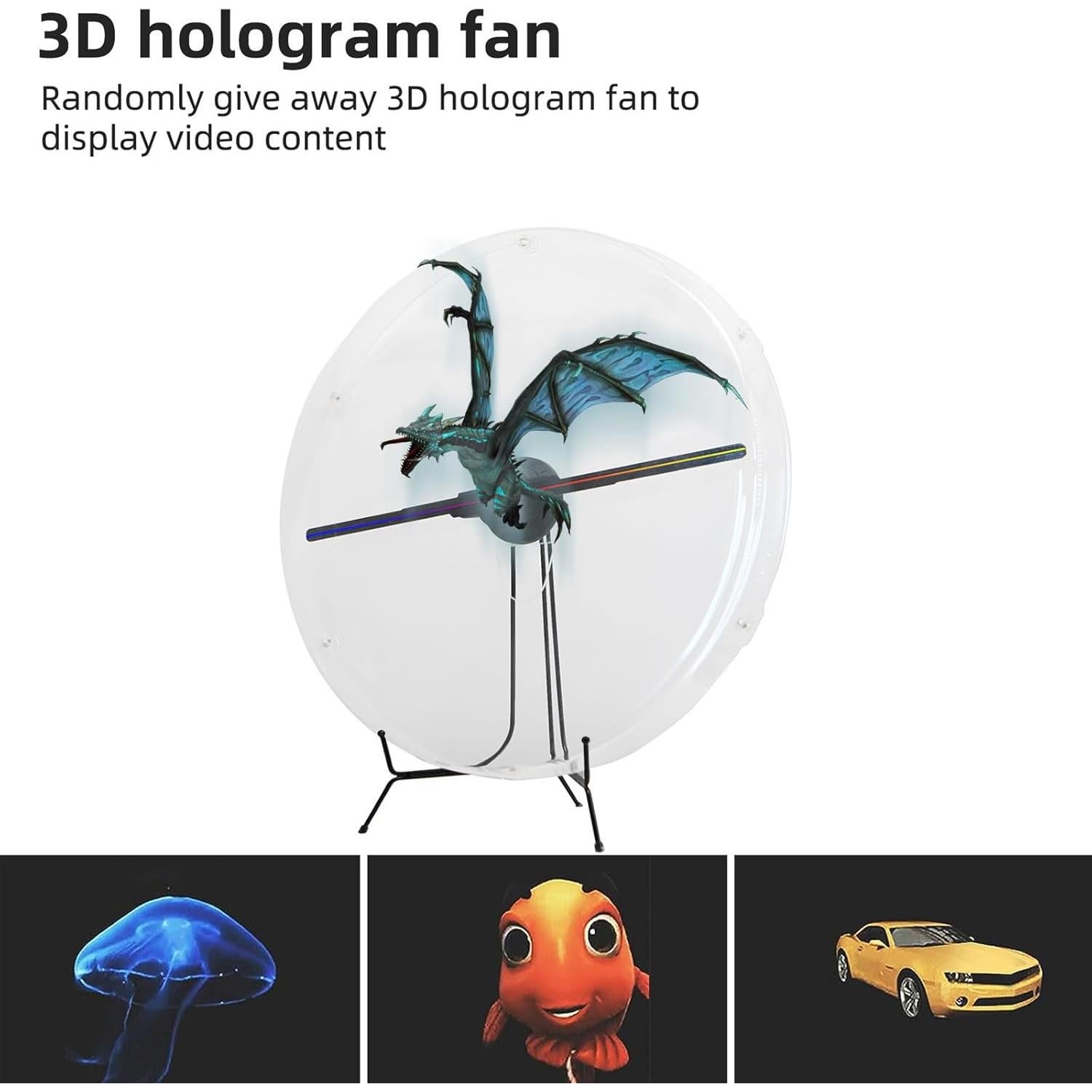 Ventilador Holográfico 3D Missyou 45CM con Control Remoto