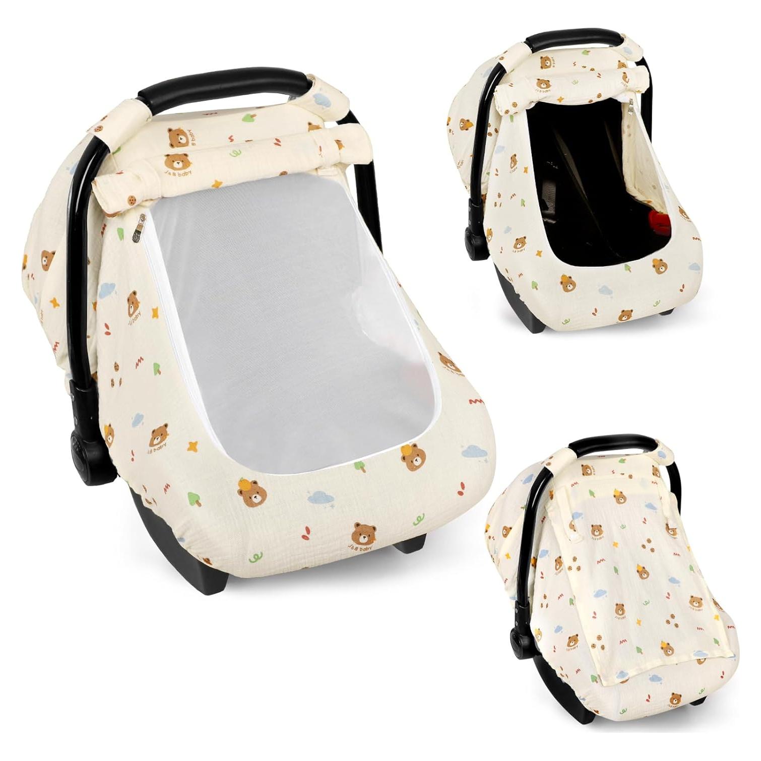 Cubierta de Asiento de Coche Hooyax Muslin Oso - Transpirable 3 Modos