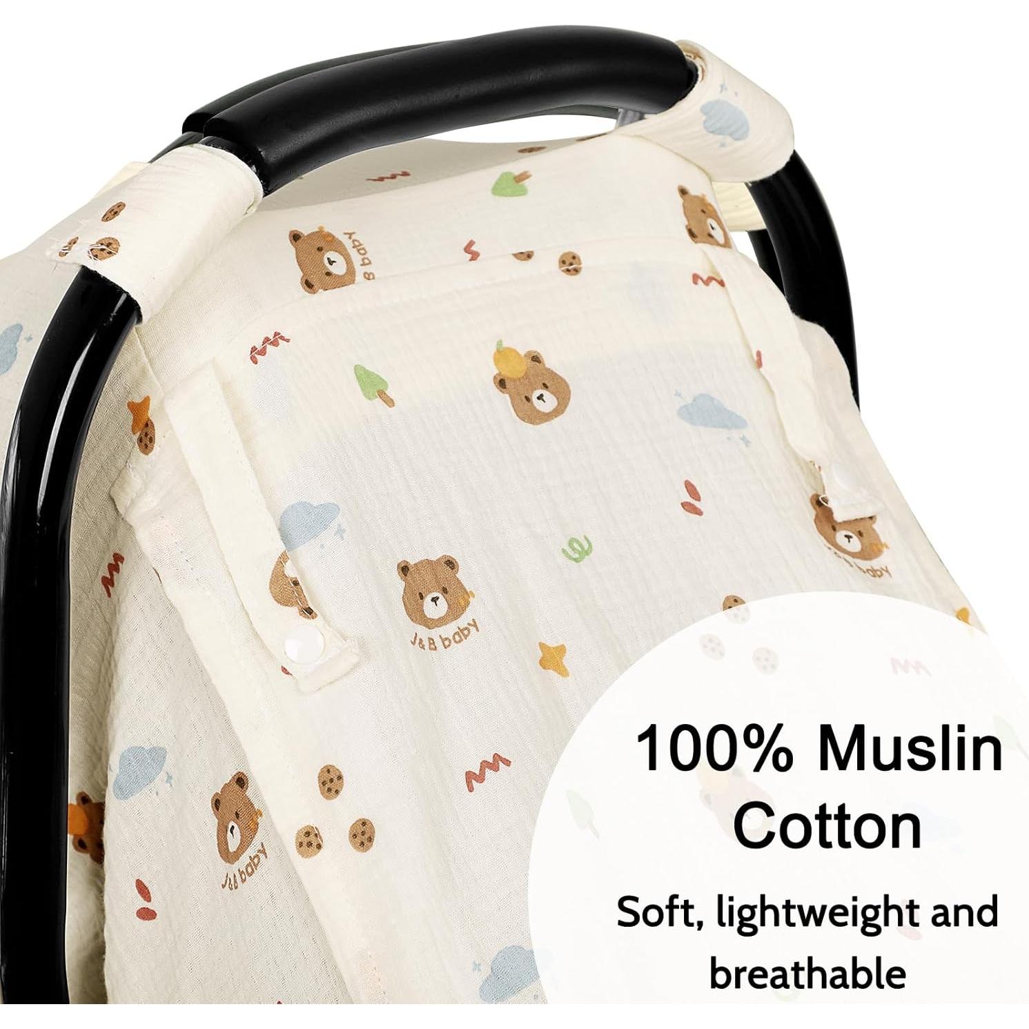 Cubierta de Asiento de Coche Hooyax Muslin Oso - Transpirable 3 Modos