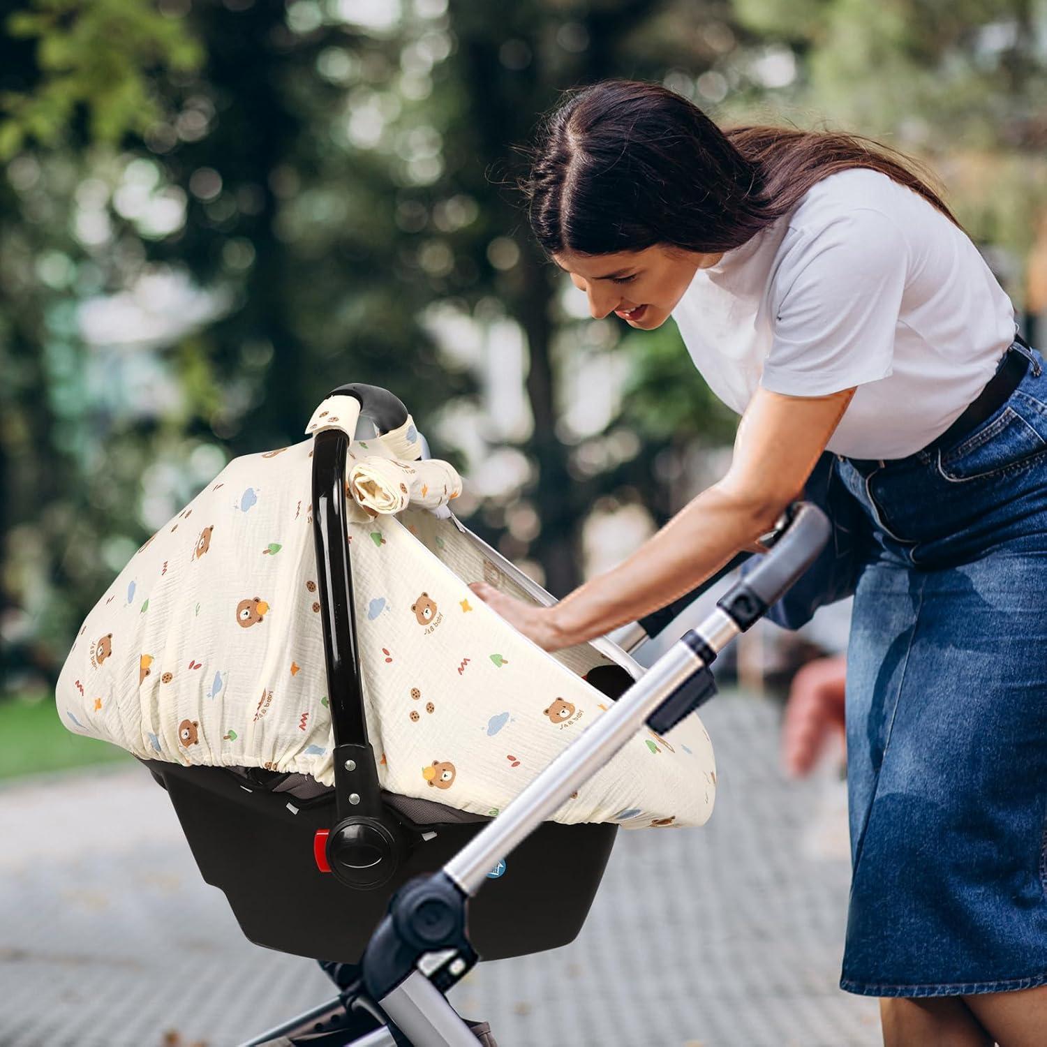 Cubierta de Asiento de Coche Hooyax Muslin Oso - Transpirable 3 Modos