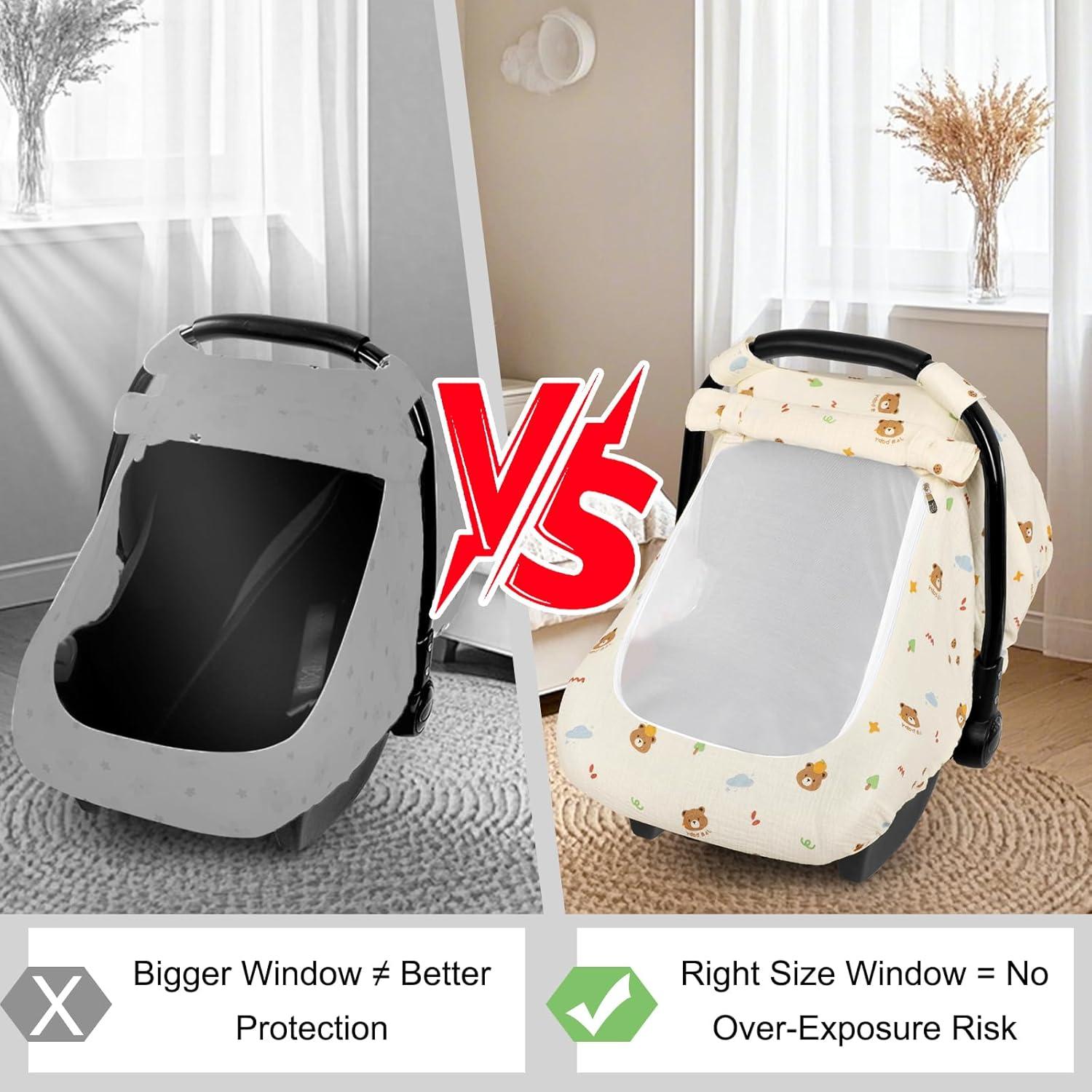 Cubierta de Asiento de Coche Hooyax Muslin Oso - Transpirable 3 Modos