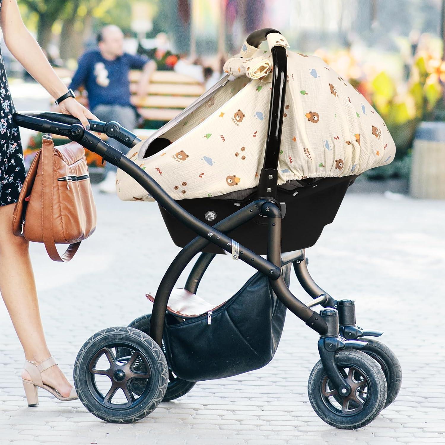 Cubierta de Asiento de Coche Hooyax Muslin Oso - Transpirable 3 Modos