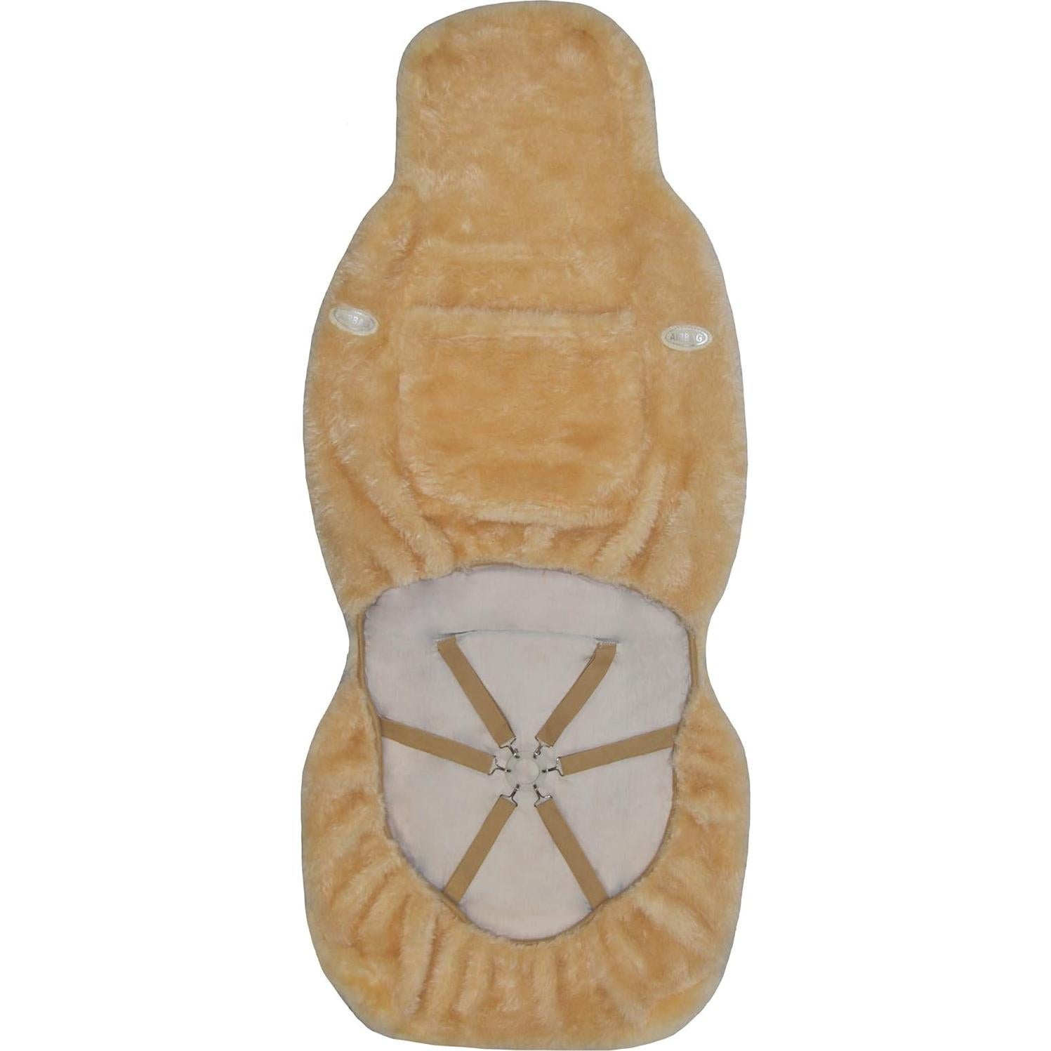 Cubierta de Asiento de Coche Eurow de Piel de Oveja Beige 142x58cm