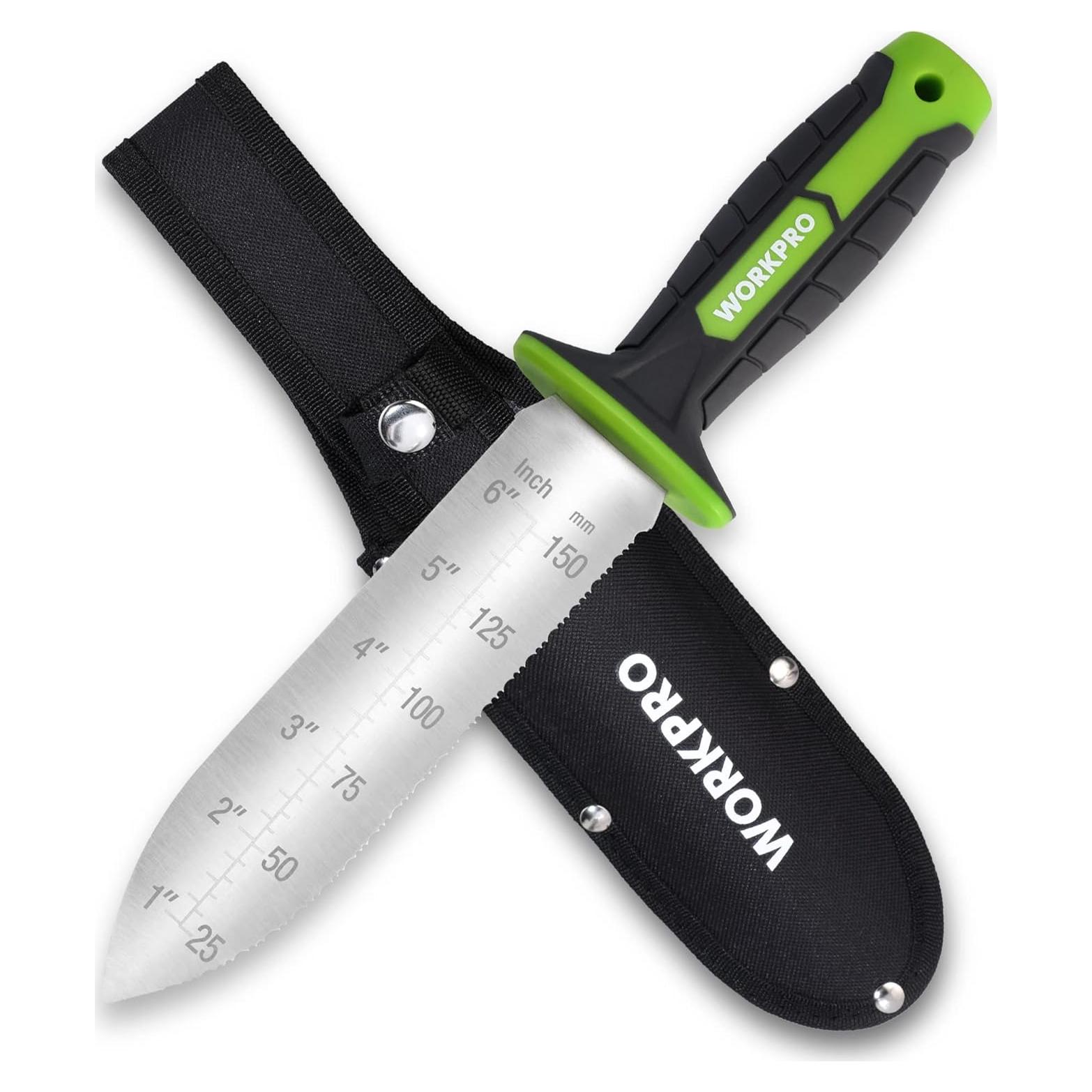 Cuchillo de Jardín Hori Hori WORKPRO 18 cm Acero Inoxidable Verde
