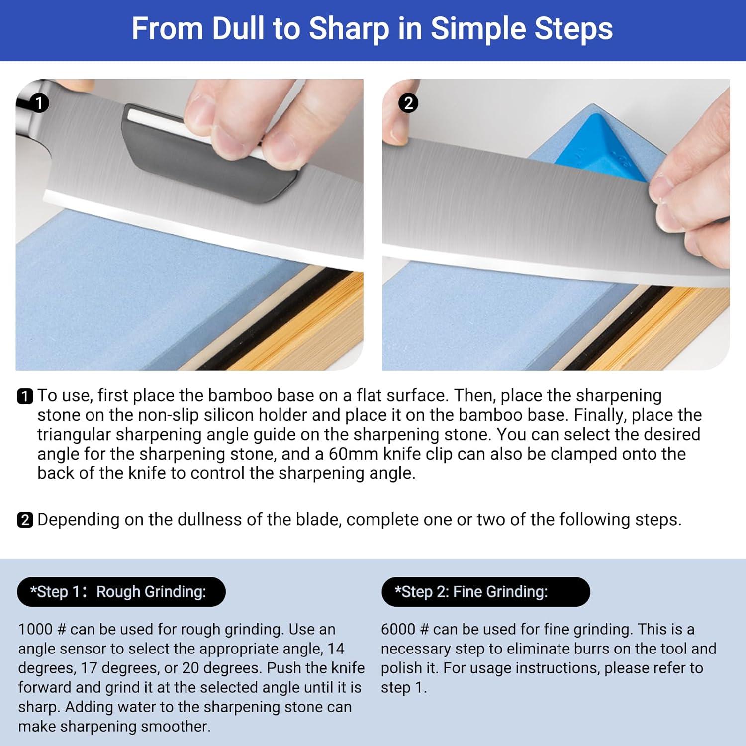 Juego de Piedras de Afilar TOOLMAYS 1000/6000 con Base Antideslizante