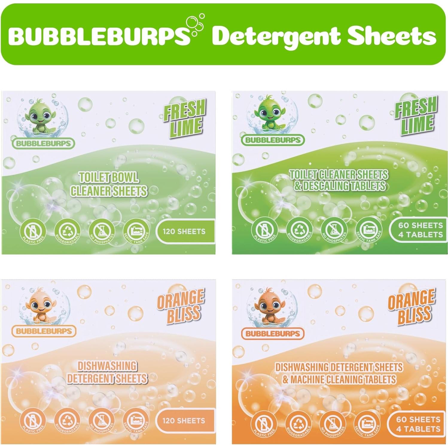 Combo Hojas y Tabletas Limpiadoras Bubbleburps 64 Unidades