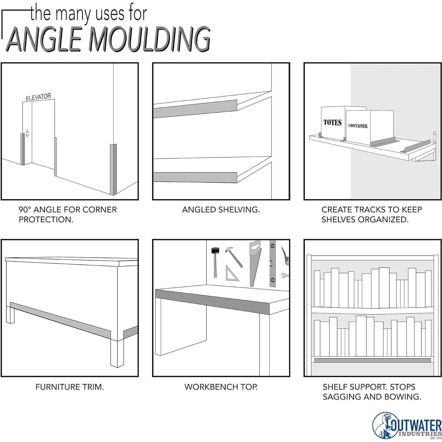 Moldura de Ángulo de Plástico Estireno Outwater 36" Blanco Mate