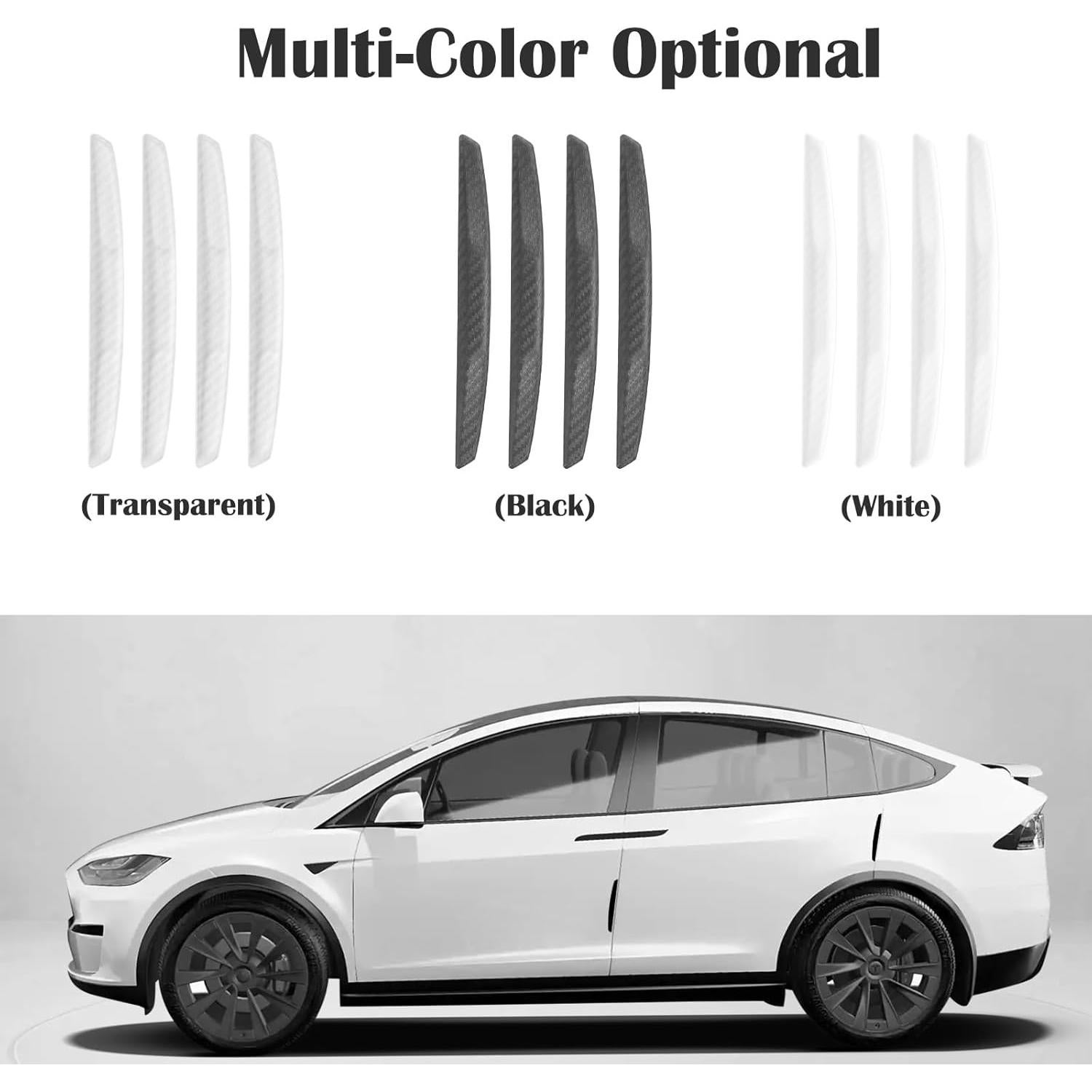 4 Protectores de Bordes de Puerta de Coche WORCAS Universal Negro