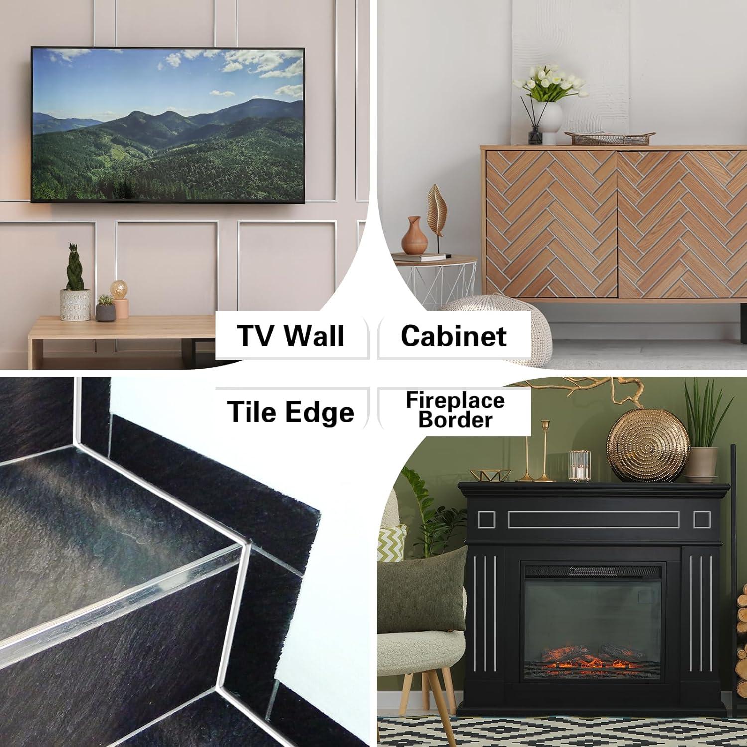 Moldura Autoadhesiva JSIWOTH 3m Cromo Plateado 1.02cm Ancho