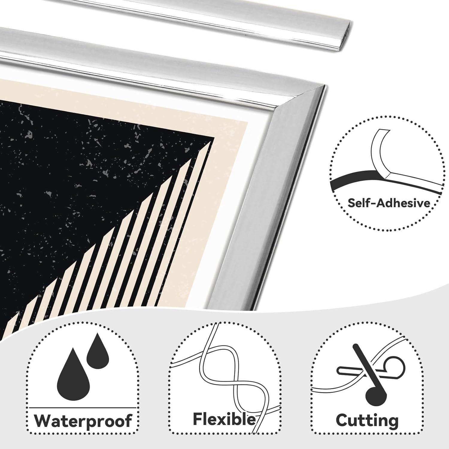 Moldura Autoadhesiva JSIWOTH 3m Cromo Plateado 1.02cm Ancho