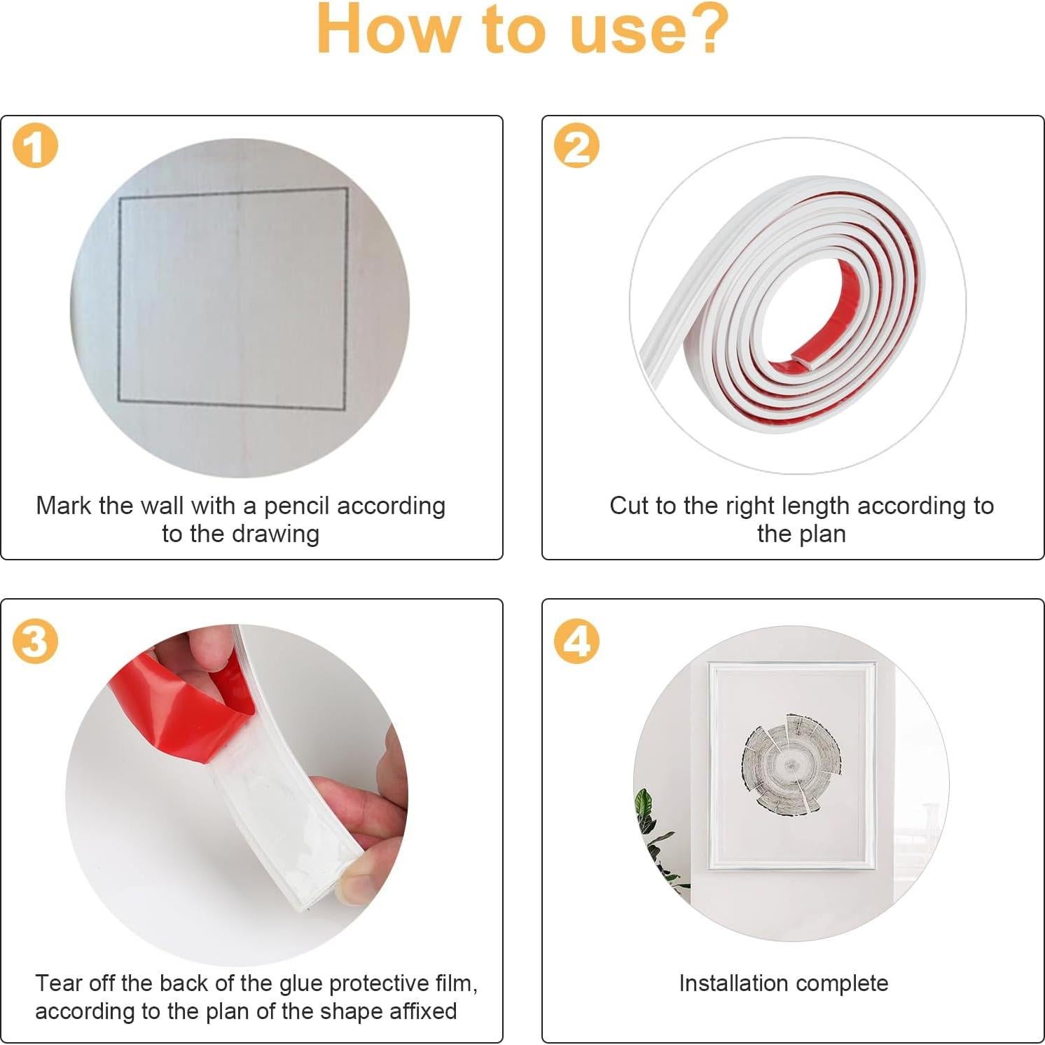 Moldura Autoadhesiva Flexible PVC Buulea 5m Blanco Decorativa